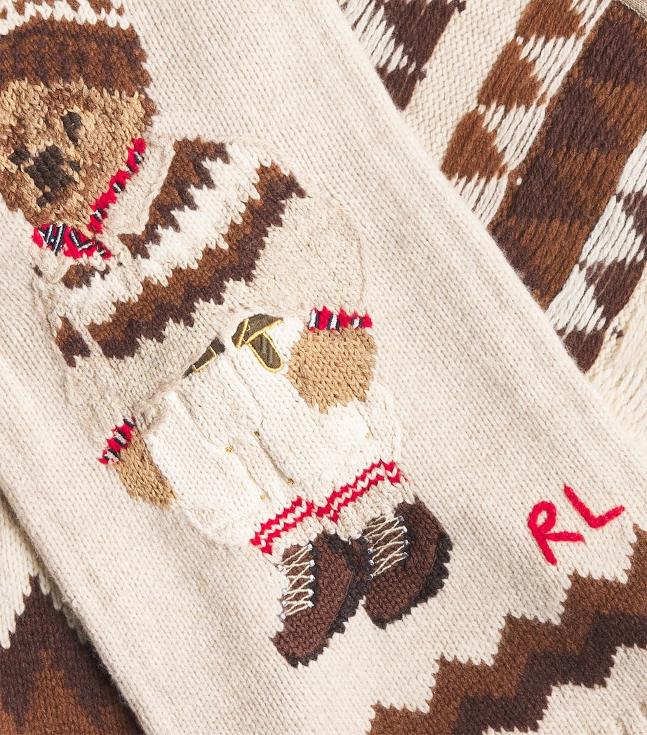 Wool-Blend Polo Bear Scarf CREAM Image 4
