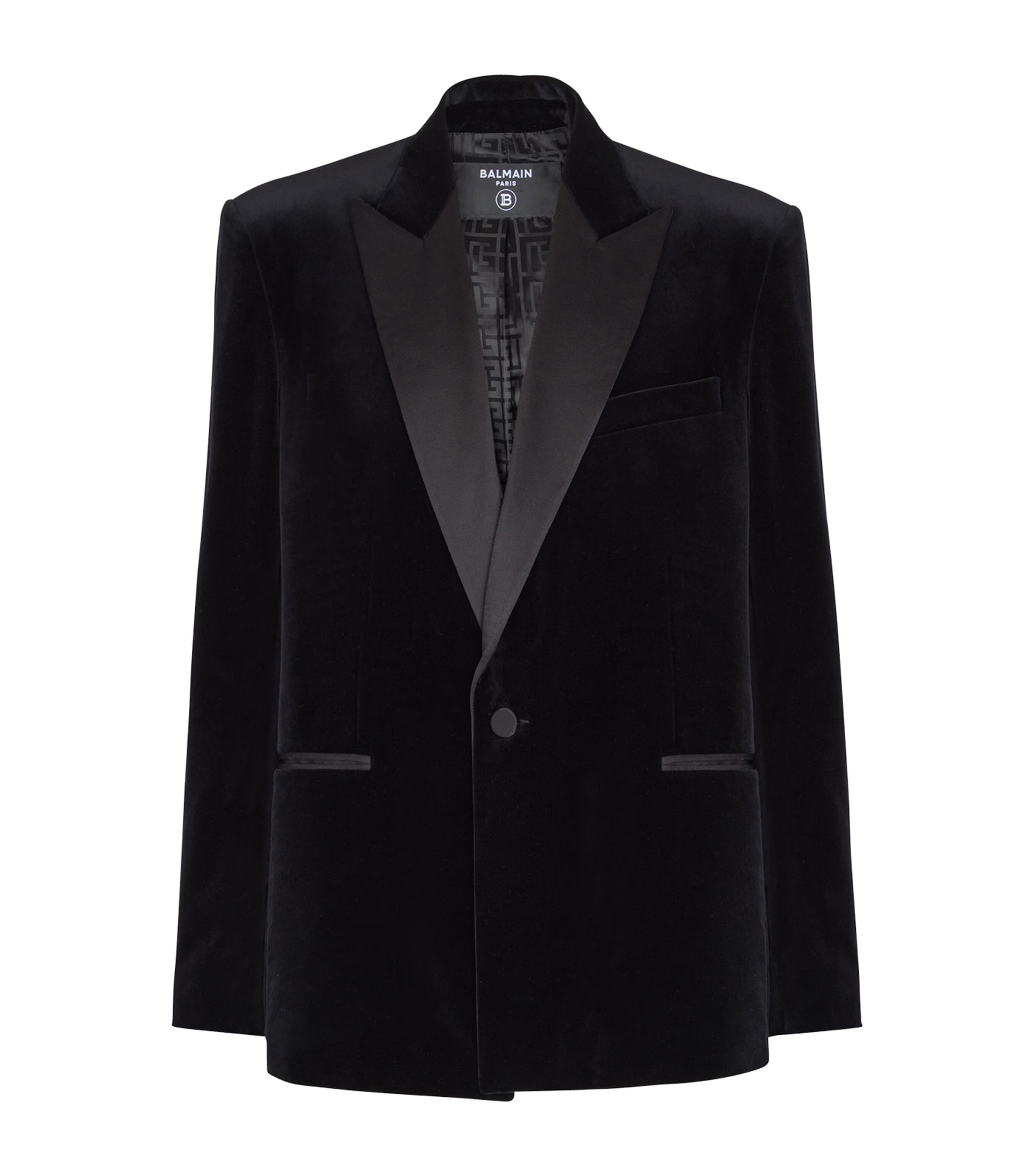 Satin-Trim Velvet Blazer EAP NOIR/NOIR Image 1