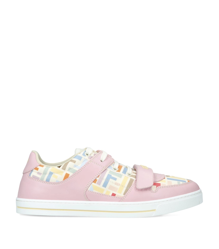 Fendi Kids Leather Logo Sneakers Pink Comb Image 1