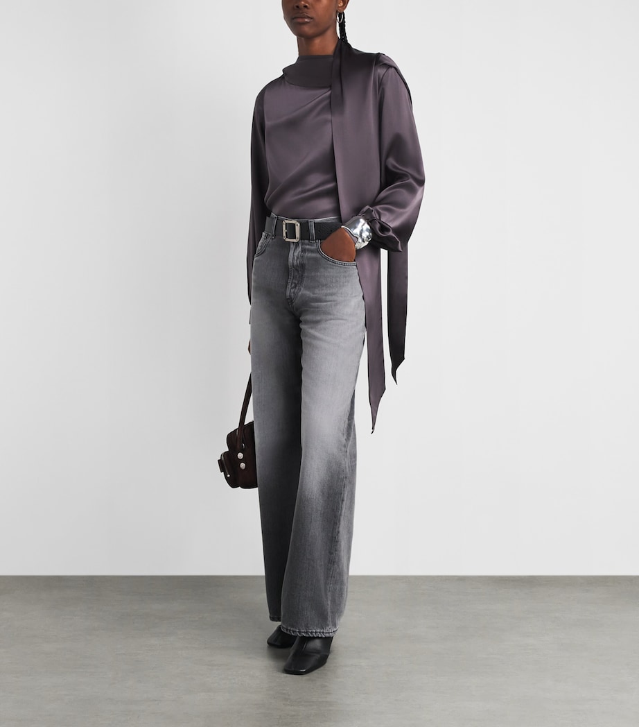 Acne Studios Womens 2021F Mid-Rise Flared Jeans Grey Image 2