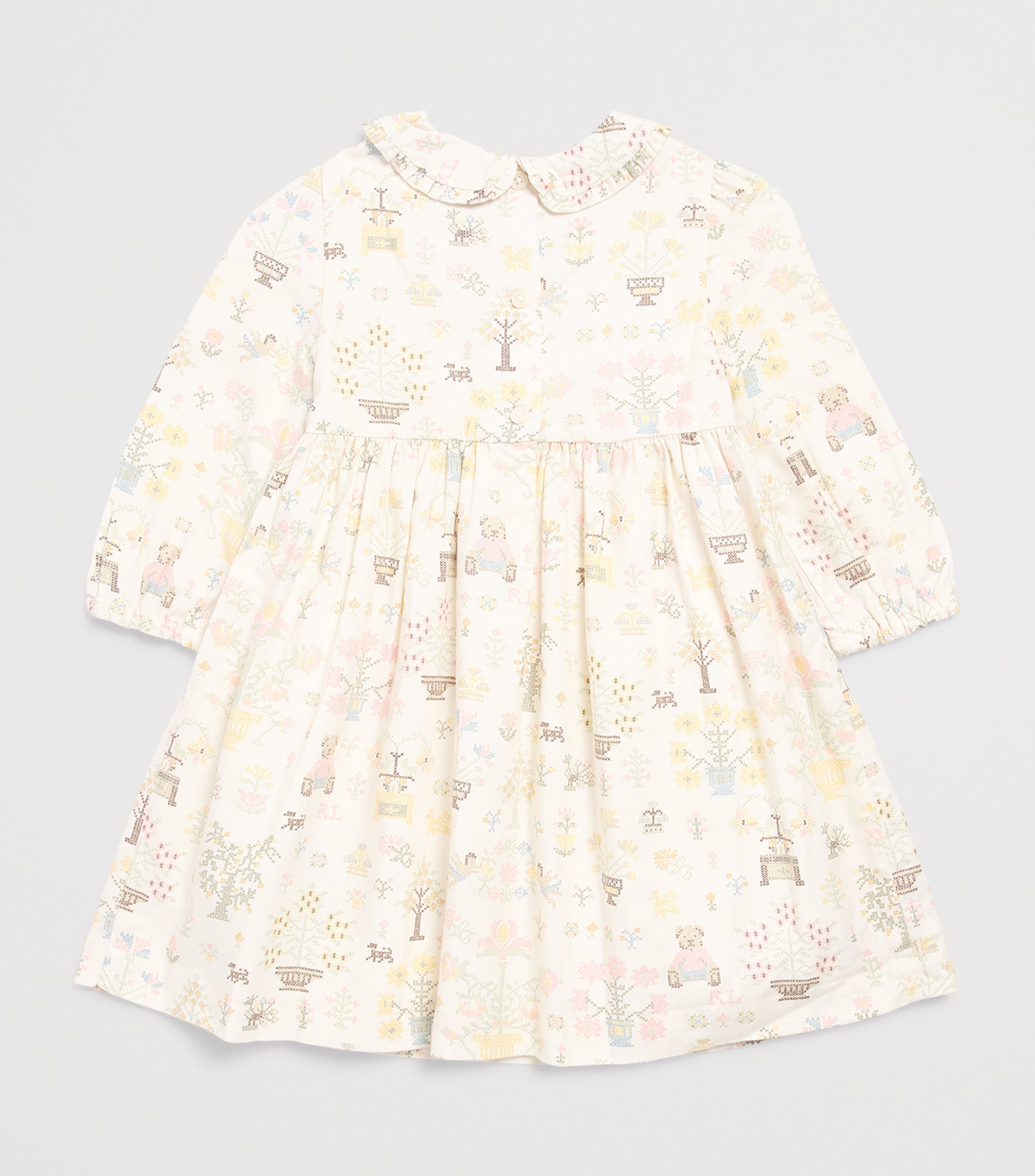 Ralph Lauren Kids Cotton Printed Dress and Bloomers Set (3-24 Months) Peti Point Bby Bear Image 2