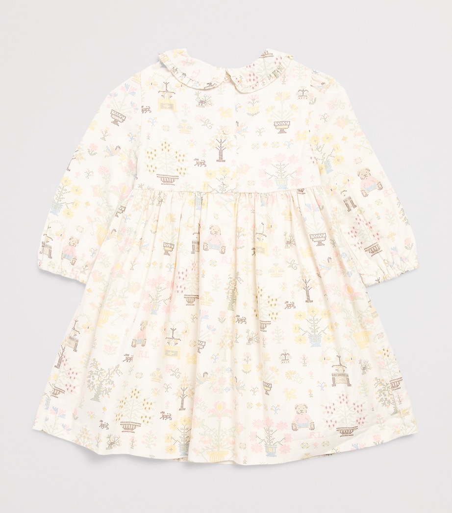 Ralph Lauren Kids Cotton Printed Dress and Bloomers Set (3-24 Months) Peti Point Bby Bear Image 2