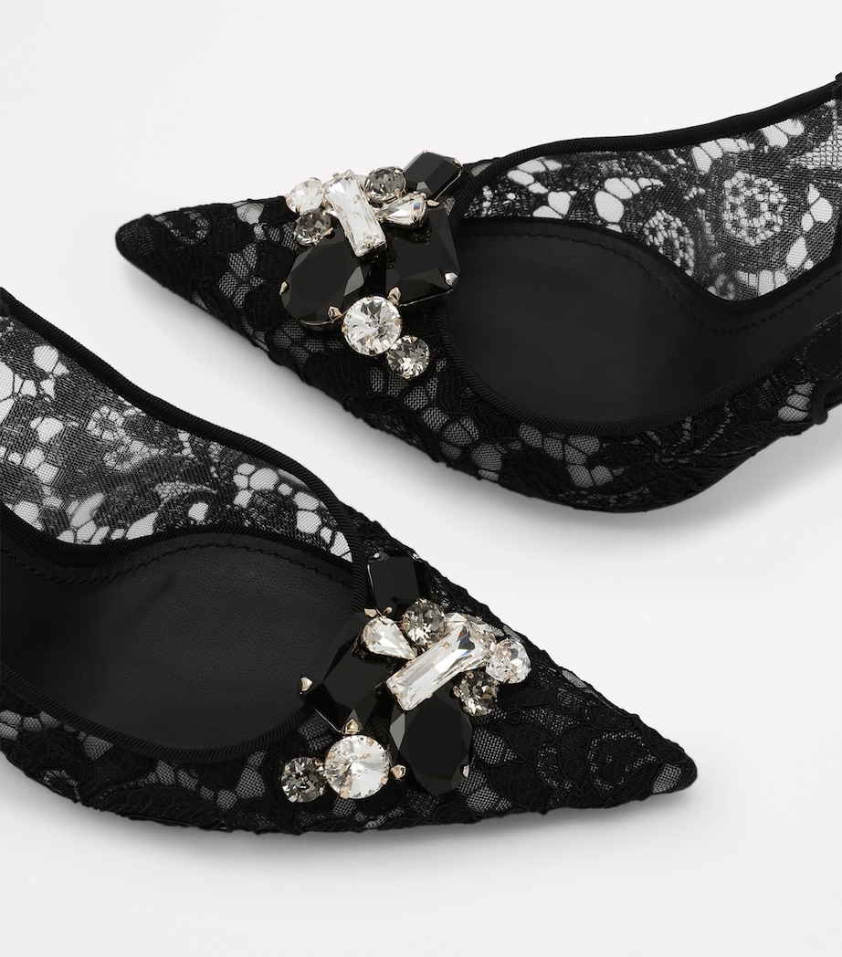 Lace Embellished Slingback Pumps 90 80240-APRICOT Image 4