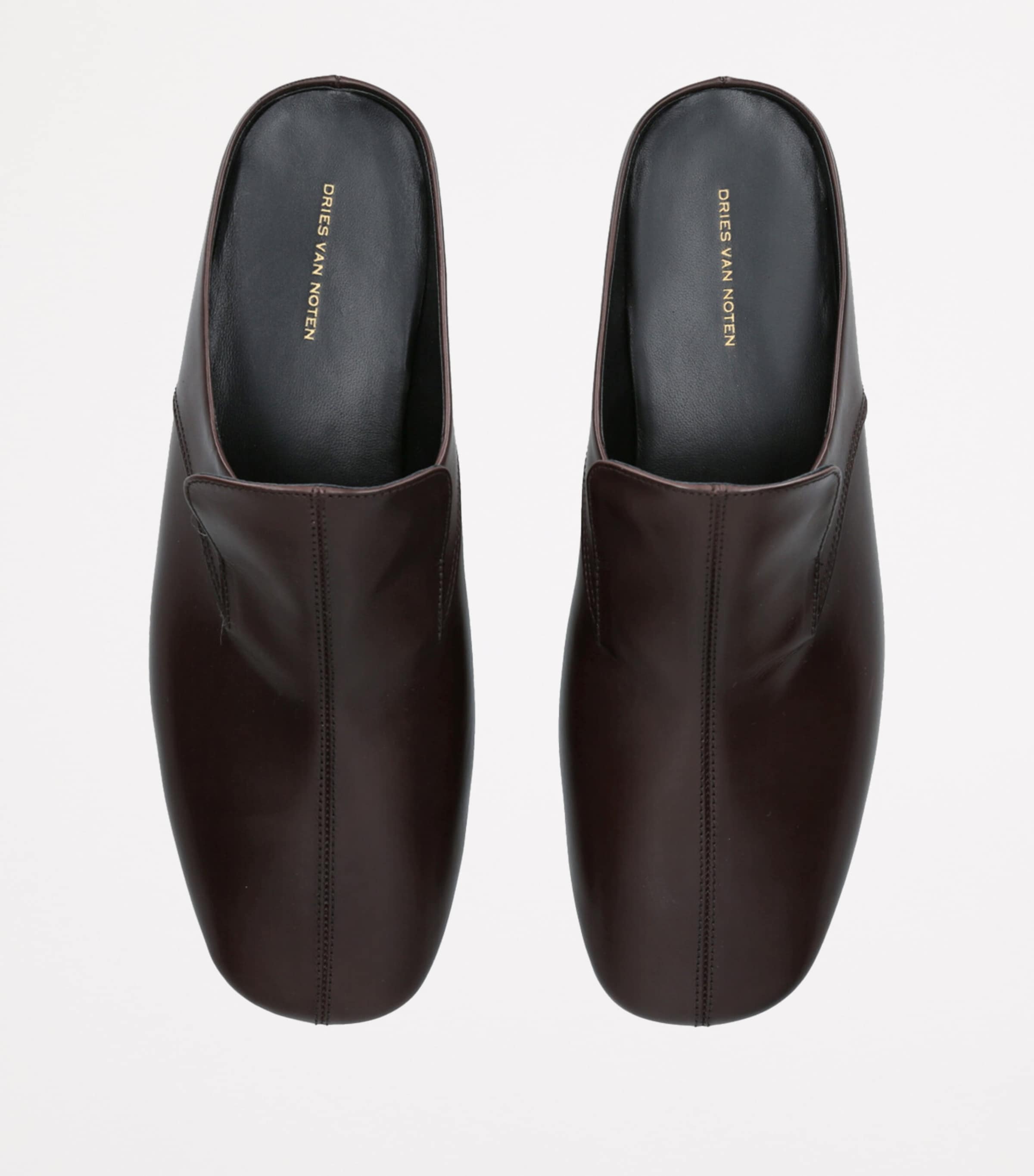 DRIES VAN NOTEN Brown Leather Square-Toe Mules | Harrods US