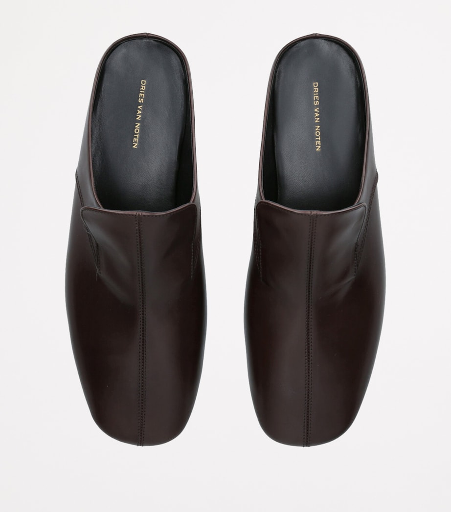 Leather Square-Toe Mules DARK BROWN Image 6