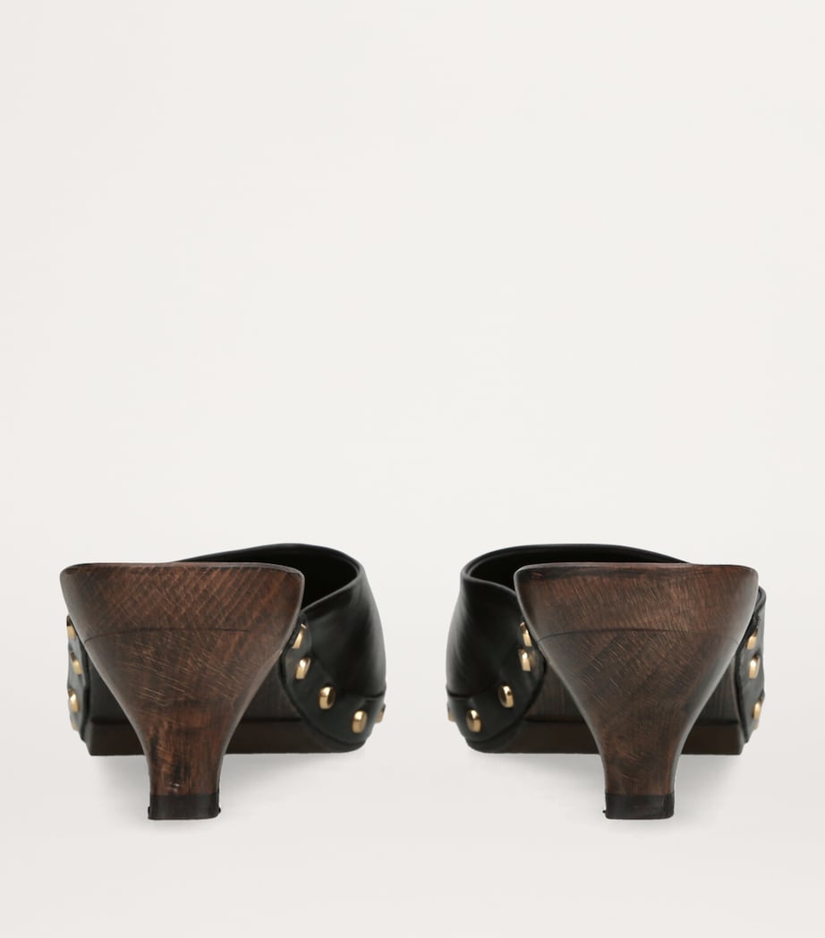Leather Judith Studded Clogs 40 BLACK Image 2
