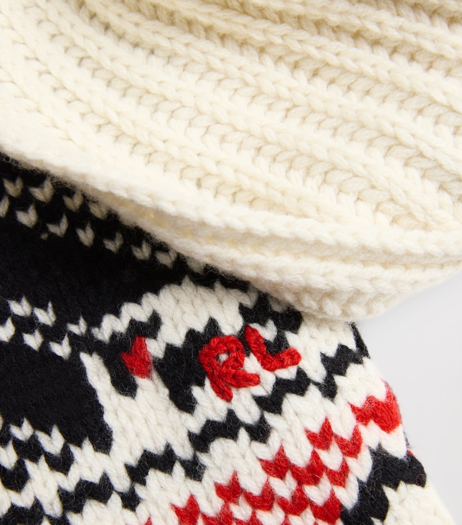 Wool Jacquard Snowflake Scarf CREAM Image 4