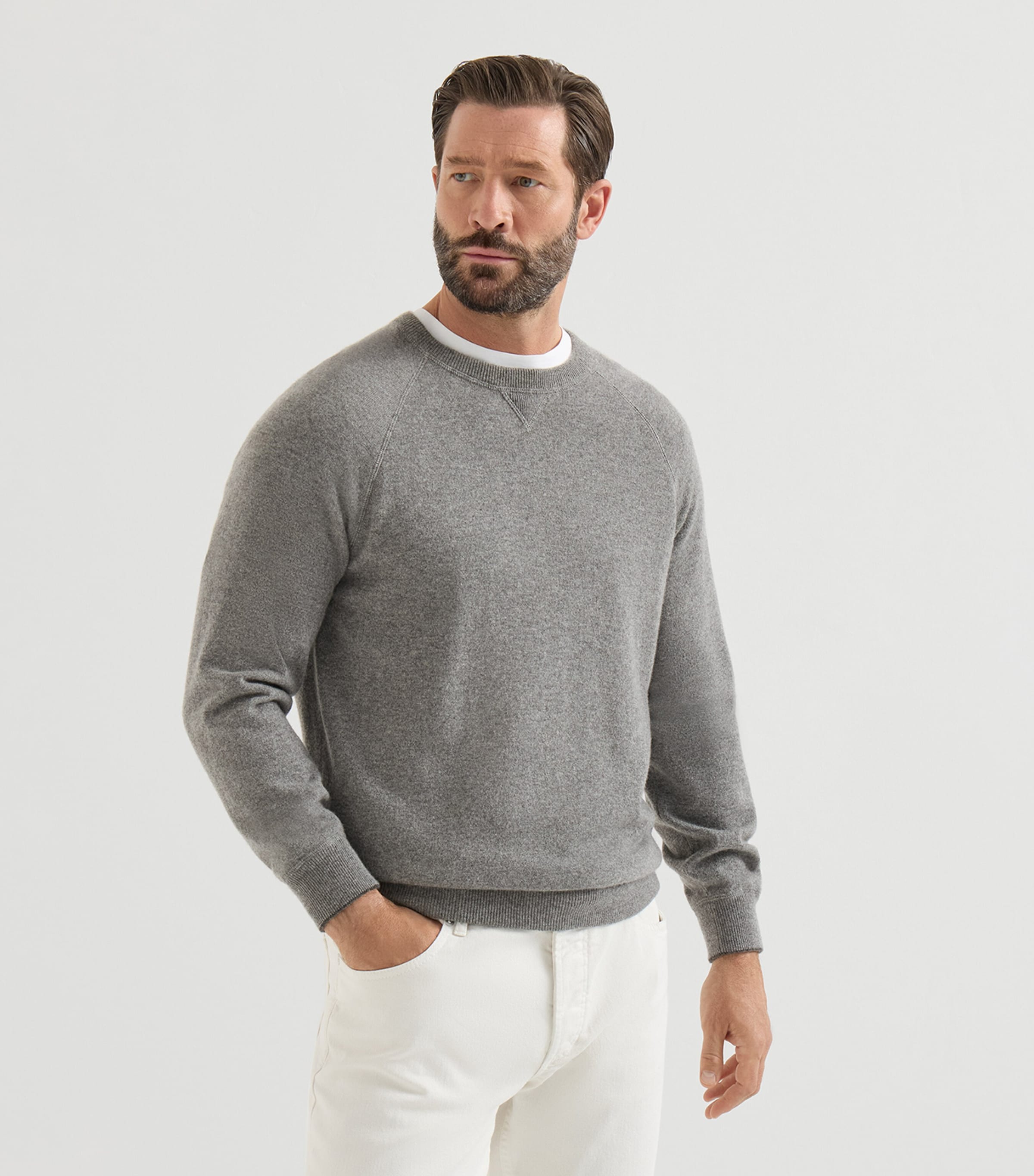 Brunello Cucinelli Mens Cashmere Crew-Neck Sweatshirt Image 3
