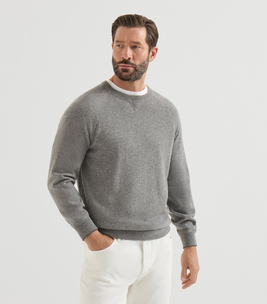 Brunello Cucinelli Mens Cashmere Crew-Neck Sweatshirt Image 3