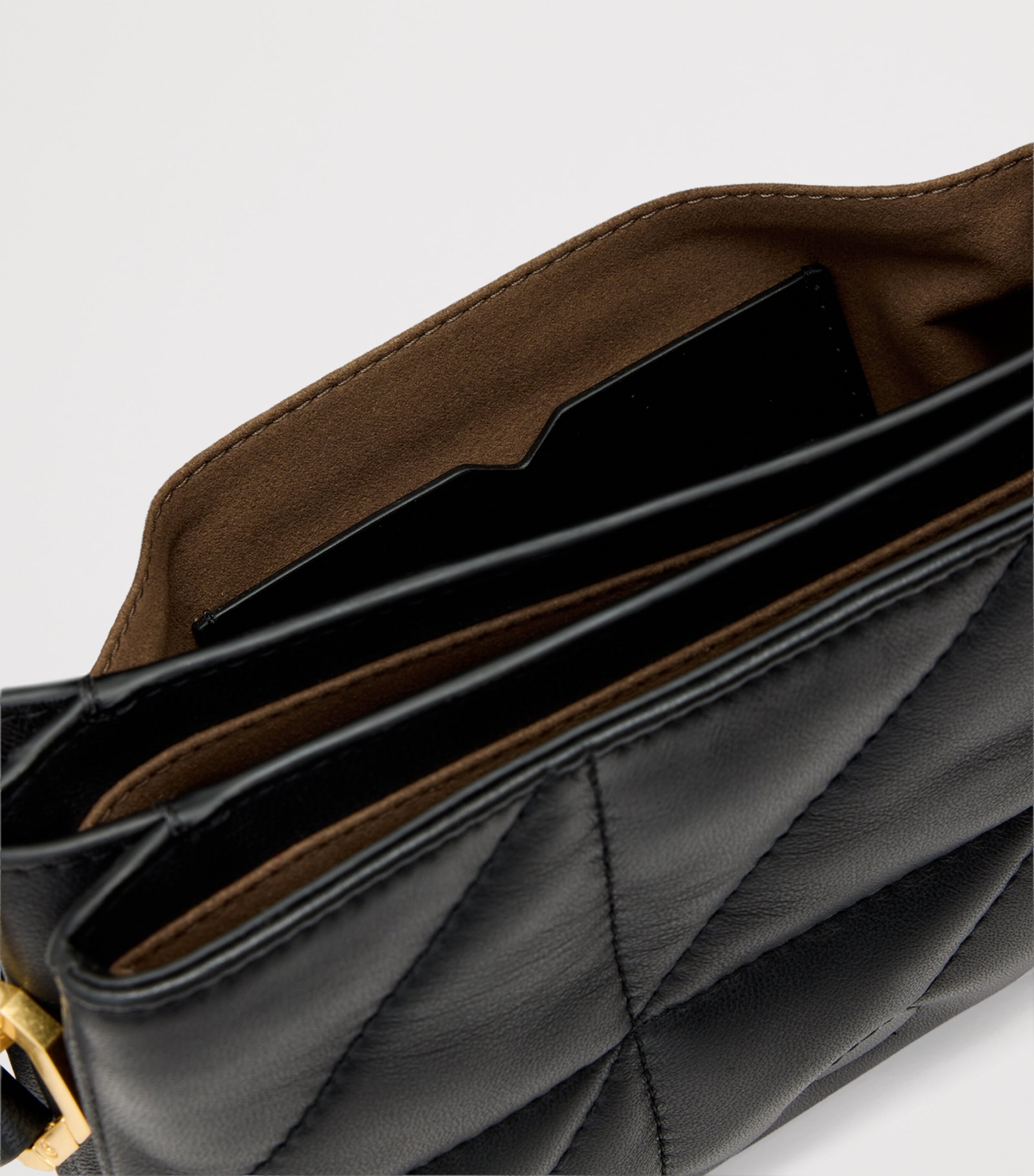 AllSaints Quilted Leather Jupiter Cross-Body Bag Black Image 2