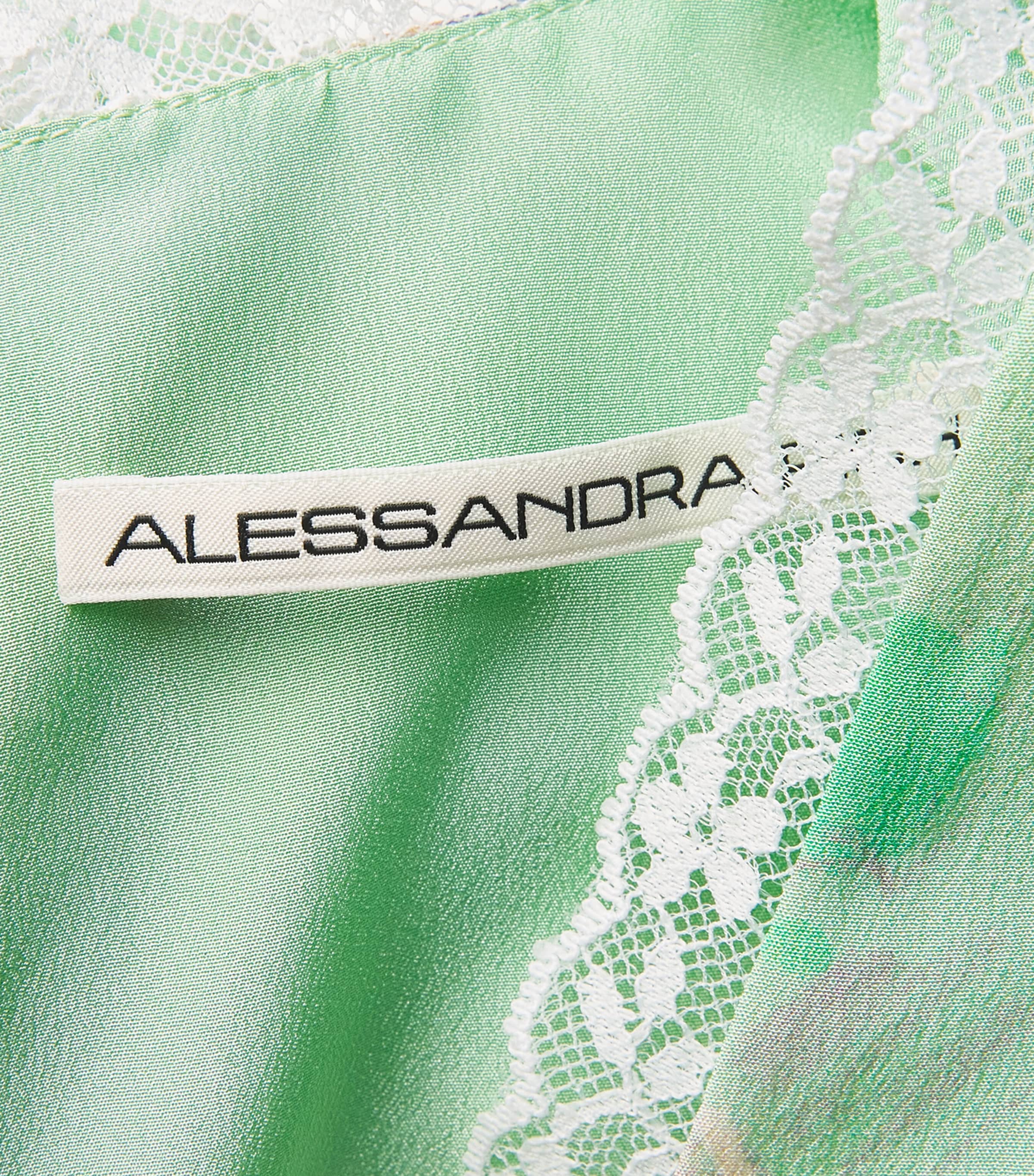 Alessandra Rich Womens Silk Lace-Trim Mini Dress Green Multi Image 6
