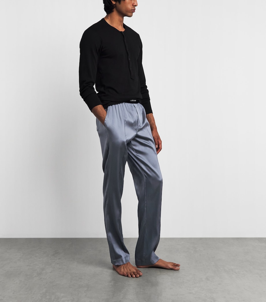 TOM FORD Mens Silk-Blend Pyjama Trousers Dark Grey Image 2