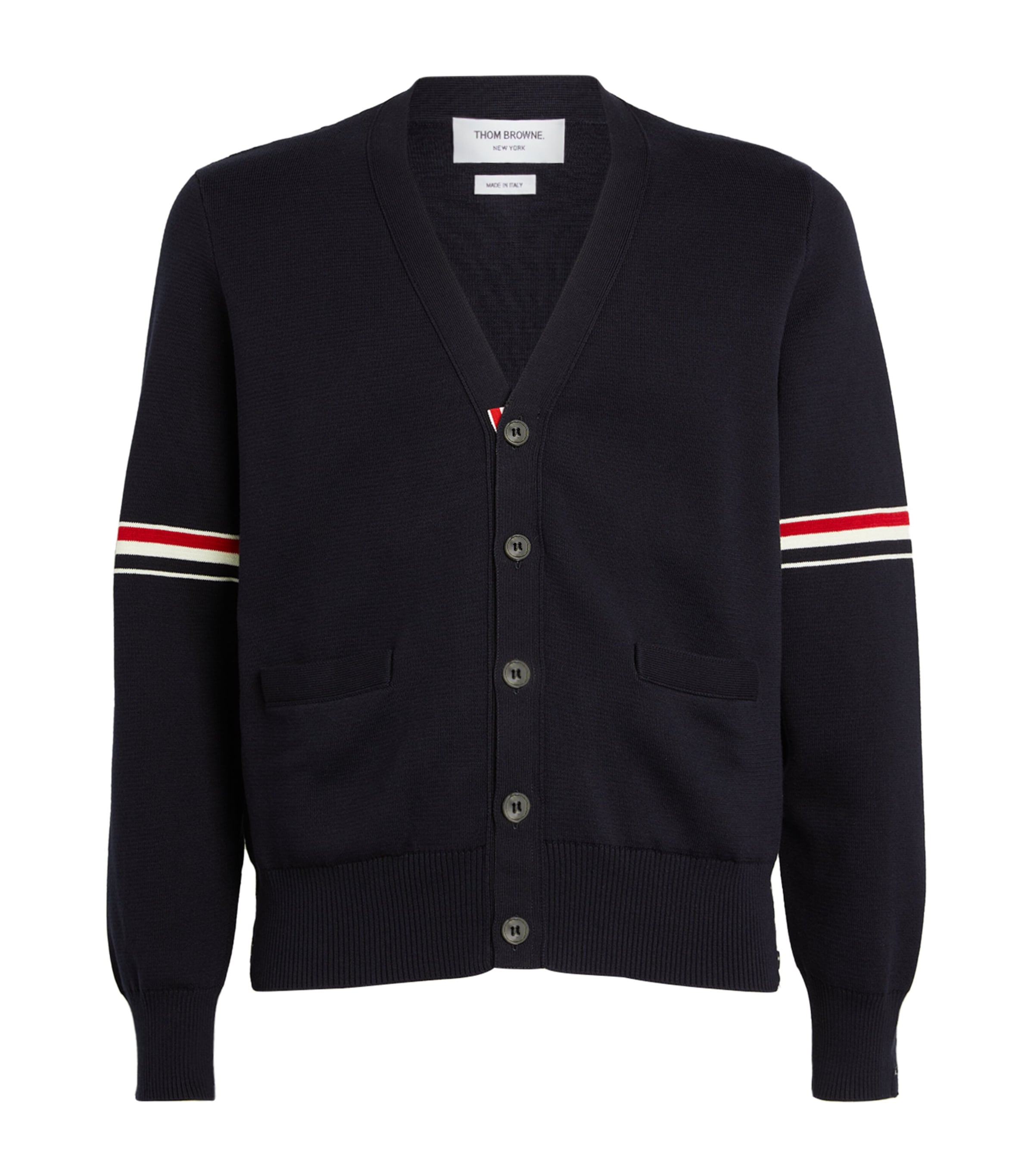 Shop Thom Browne Cotton V-neck Cardigan In Navy