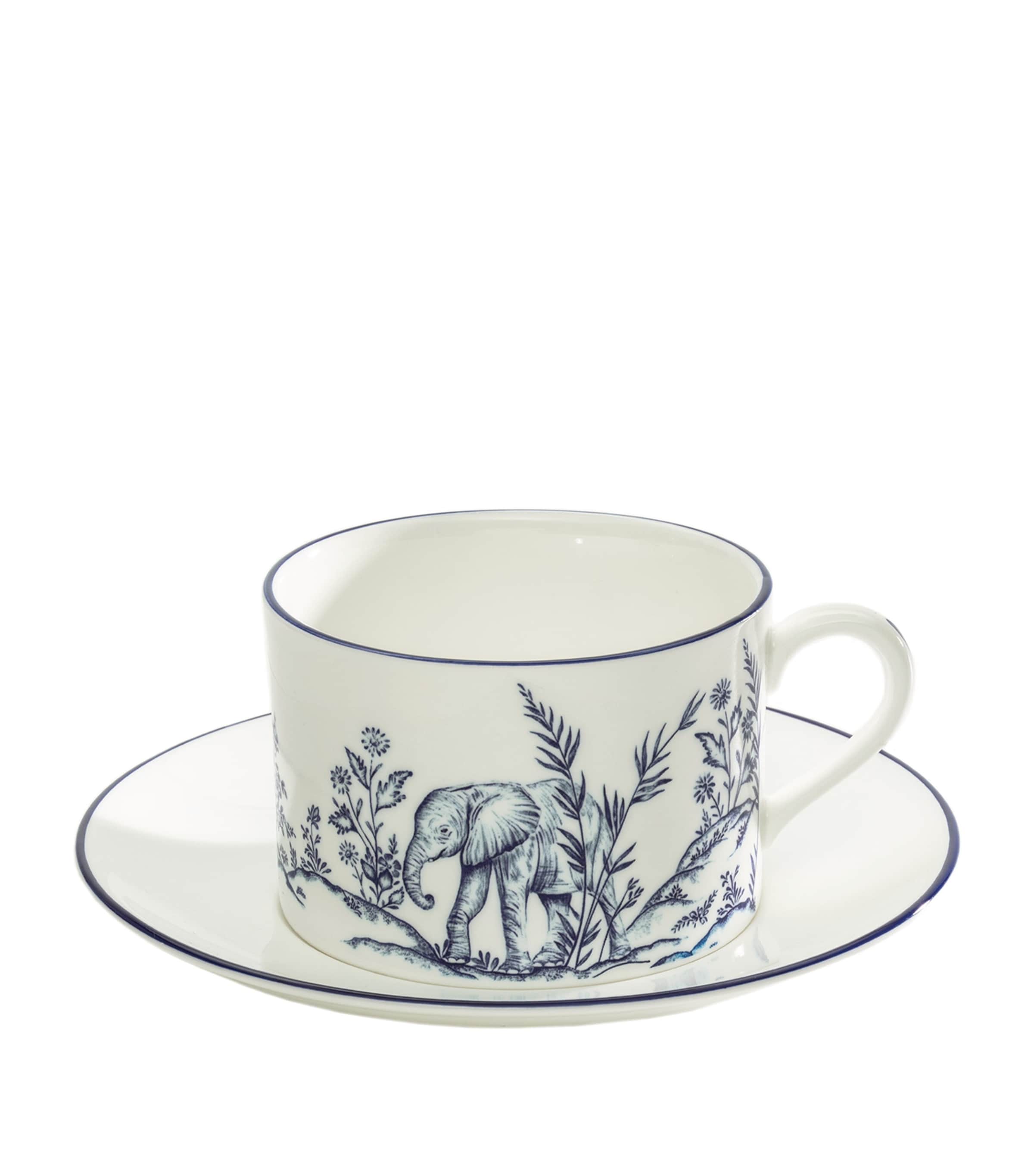 Halcyon Days x Nina Campbell Serengeti Teacup and Saucer | Dining | Tableware | Tea Cups & Saucers | Designers | Halcyon Days