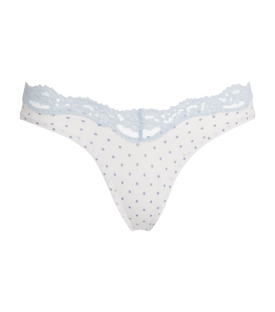 Skims Womens Lace-Trim Fits Everybody Dipped Thong Slate Pin Dot Print Image 1