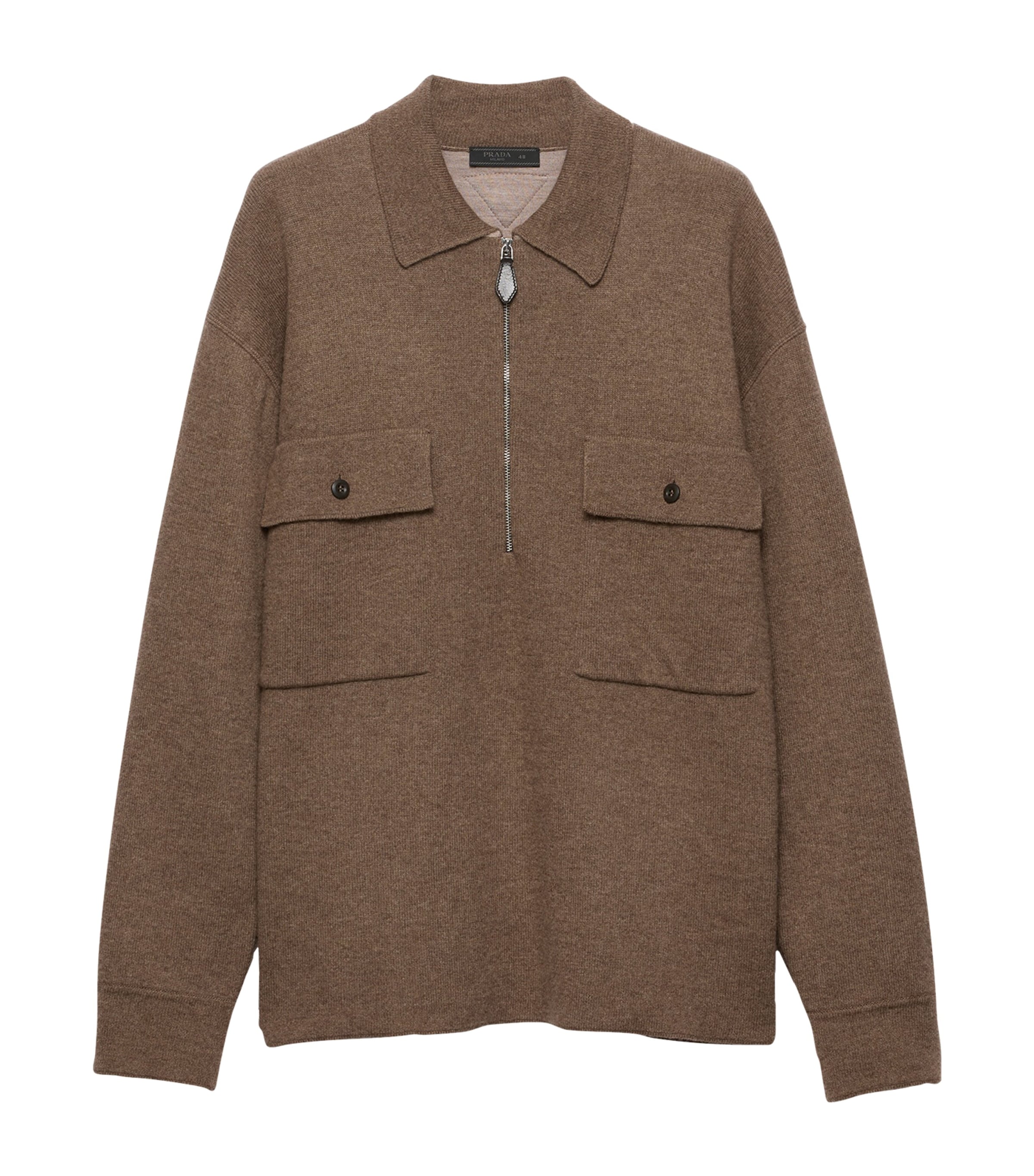 Prada Mens Cashmere Half-Zip Sweater Brown Image 1