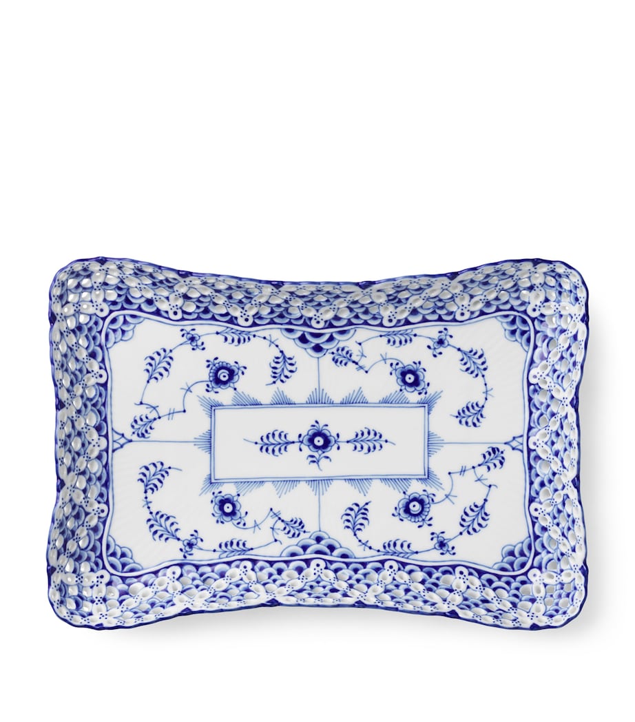 Blue Fluted Full Lace Dish (23cm) BLUE Image 1