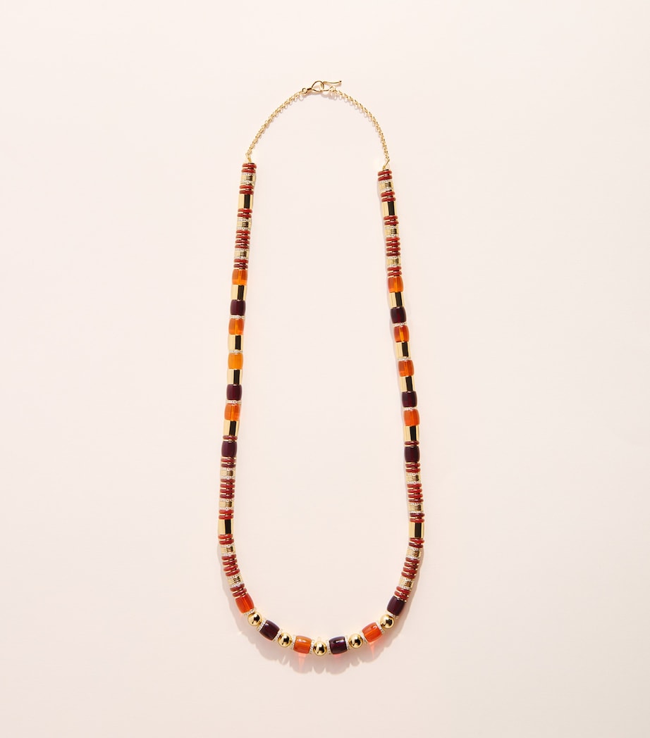Eddie Borgo Gold-Plated Amber, Carnelian and Pavé Crystal Patch Necklace Gold Image 3