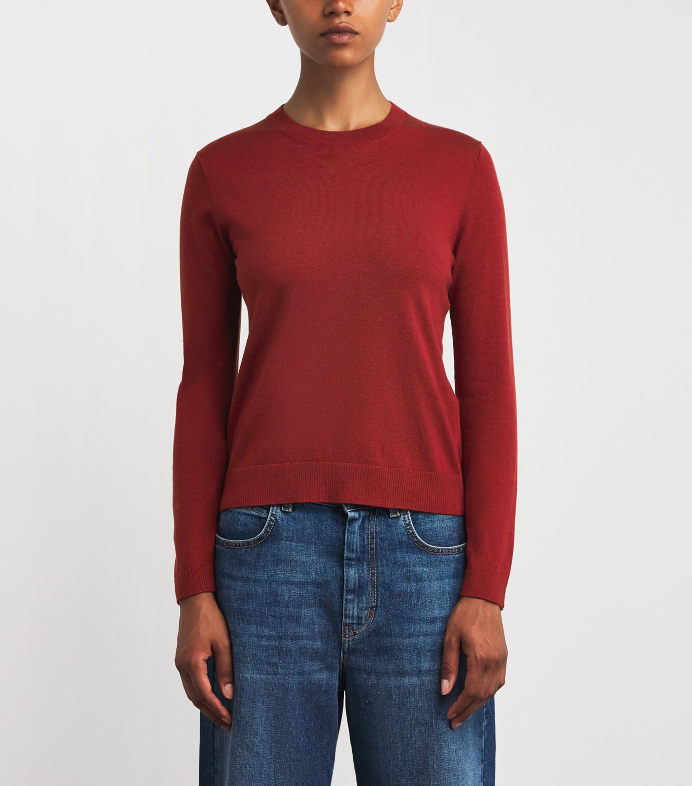 Knit Crew-Neck Sweater BERRY RED Image 3
