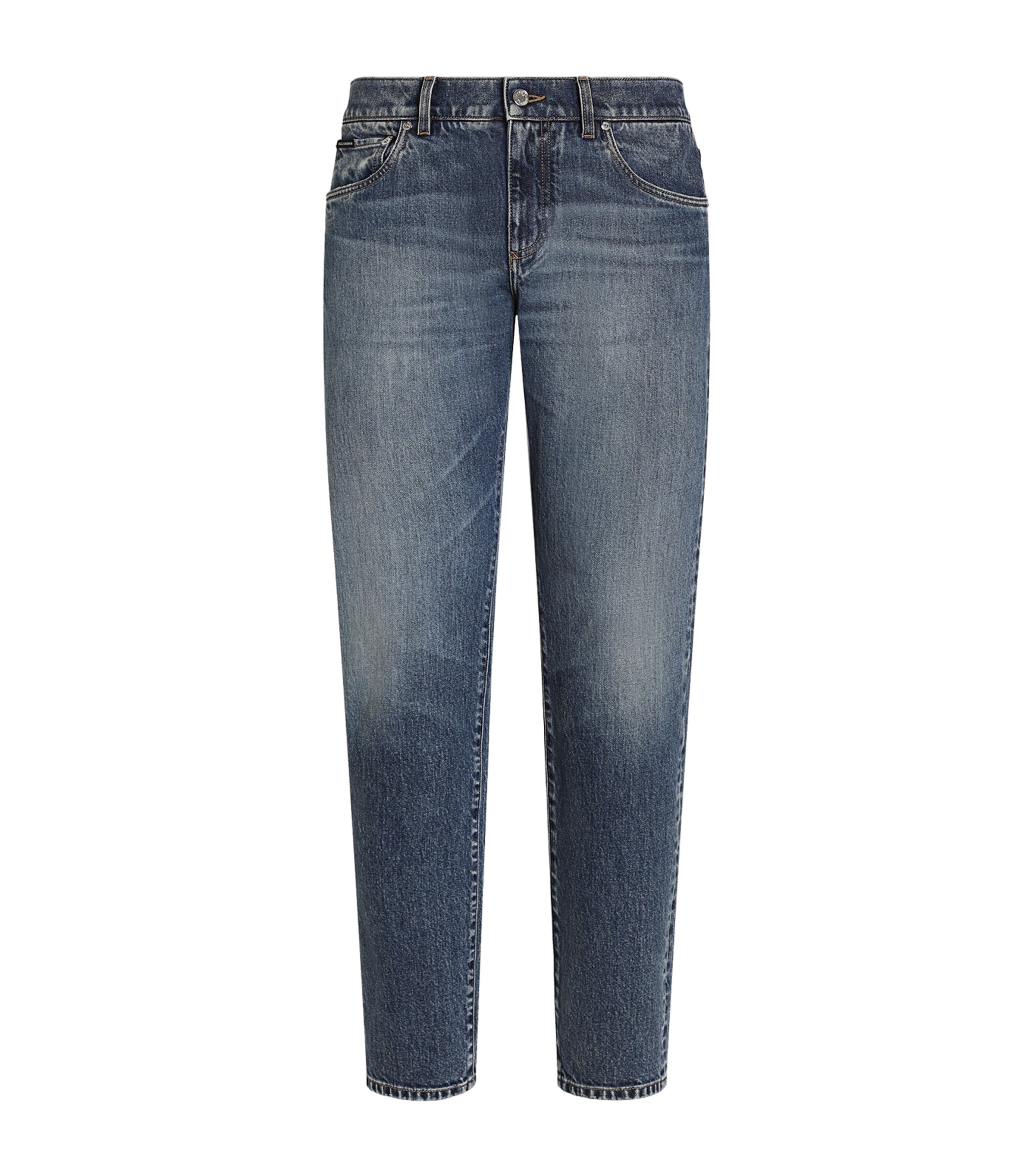 Dolce&Gabbana Mens Slim-Fit Logo Plaque Jeans Combined Colou Image 1