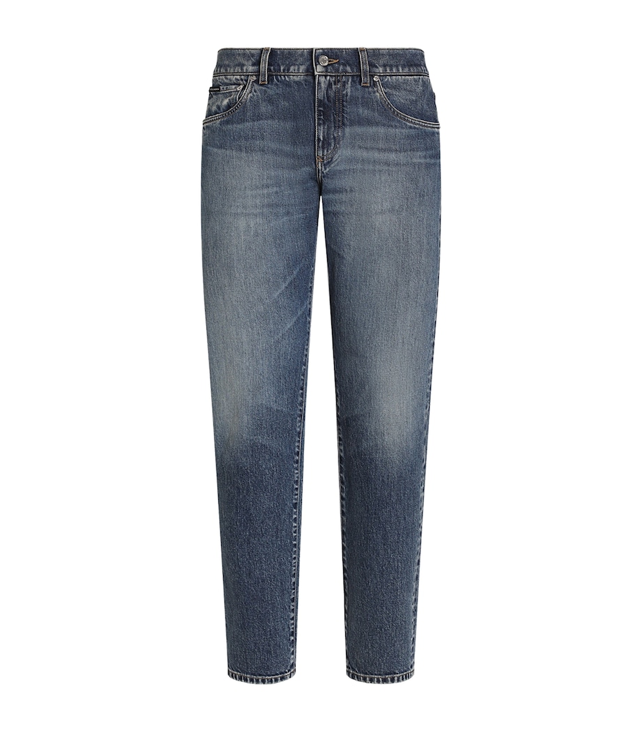 Dolce&Gabbana Mens Slim-Fit Logo Plaque Jeans Combined Colou Image 1