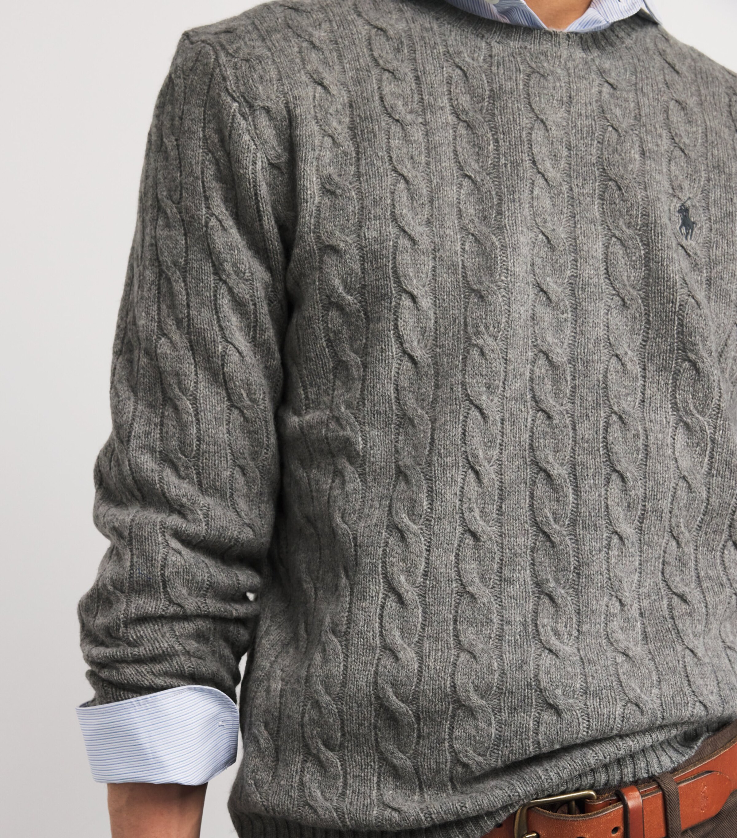 Wool-Cashmere Cable-Knit Sweater GREY Image 6
