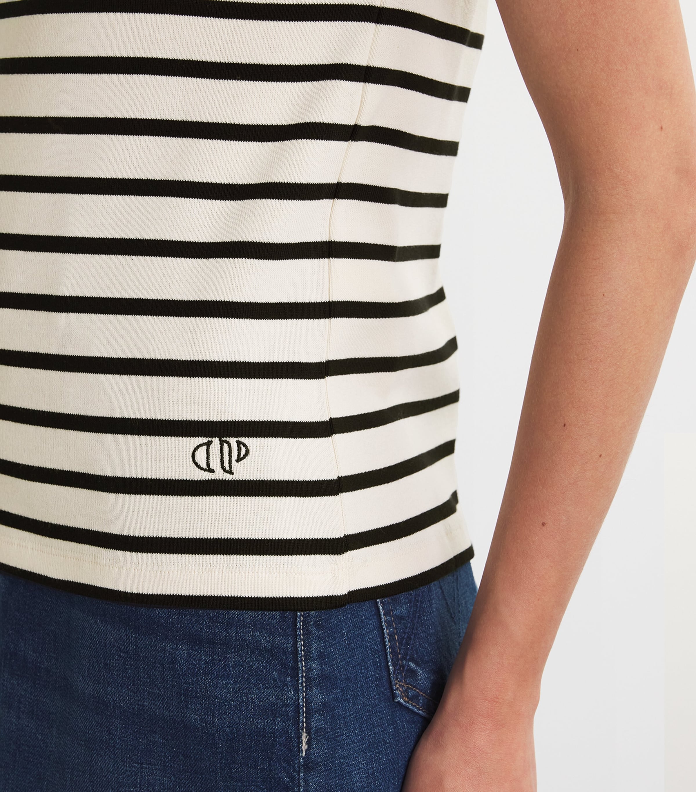 Cotton Striped T-Shirt DUAL-COLOR Image 6