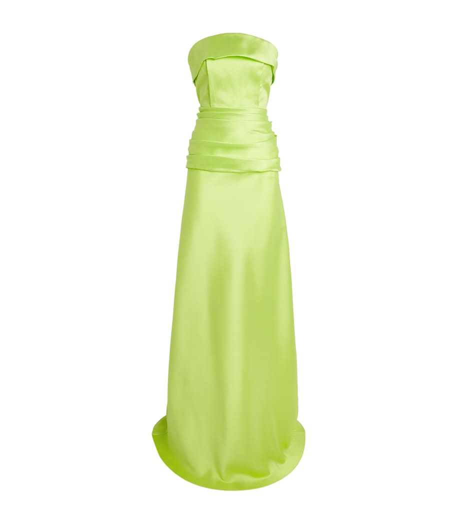 Sandra Mansour Womens Satin Illuminated Illusion Gown Pistachio Image 1
