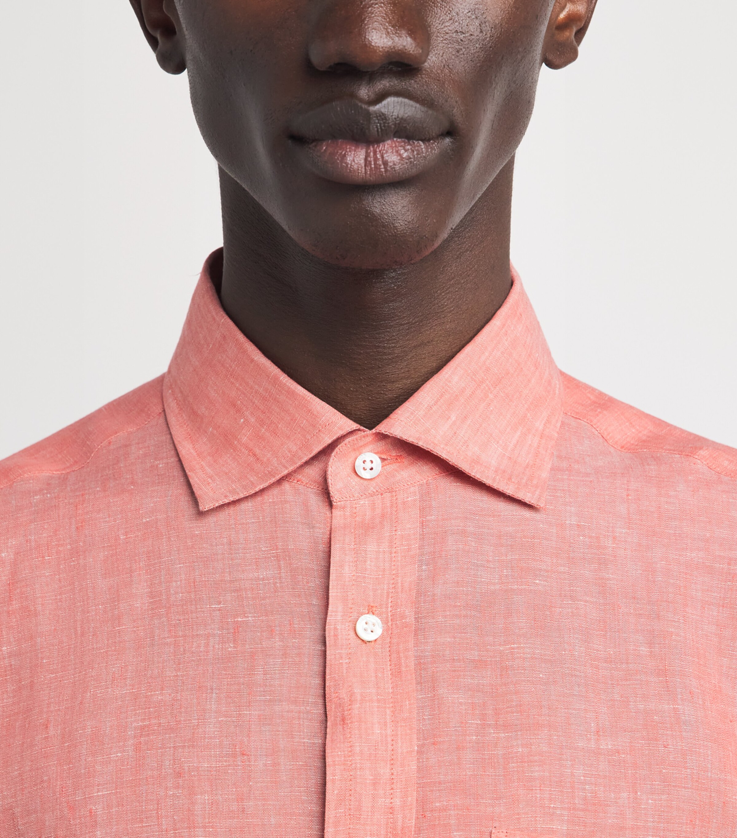 Ralph Lauren Purple Label Mens Linen Long-Sleeve Shirt Rasberry Image 3
