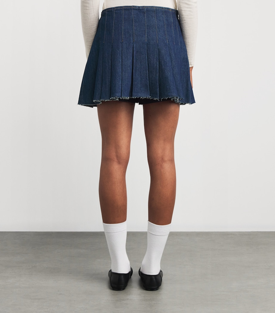 Stretch Denim Mini Skorts NAVY Image 4