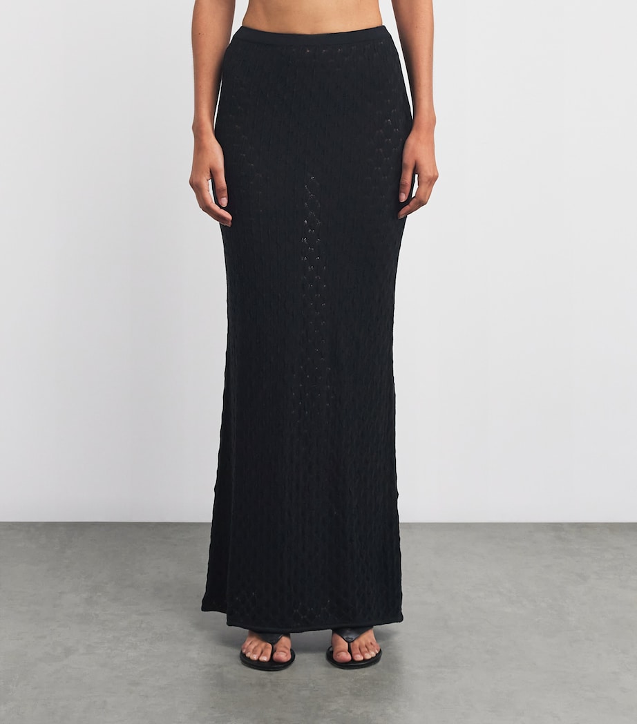 Crochet St. Lucia Maxi Skirt BLACK Image 3