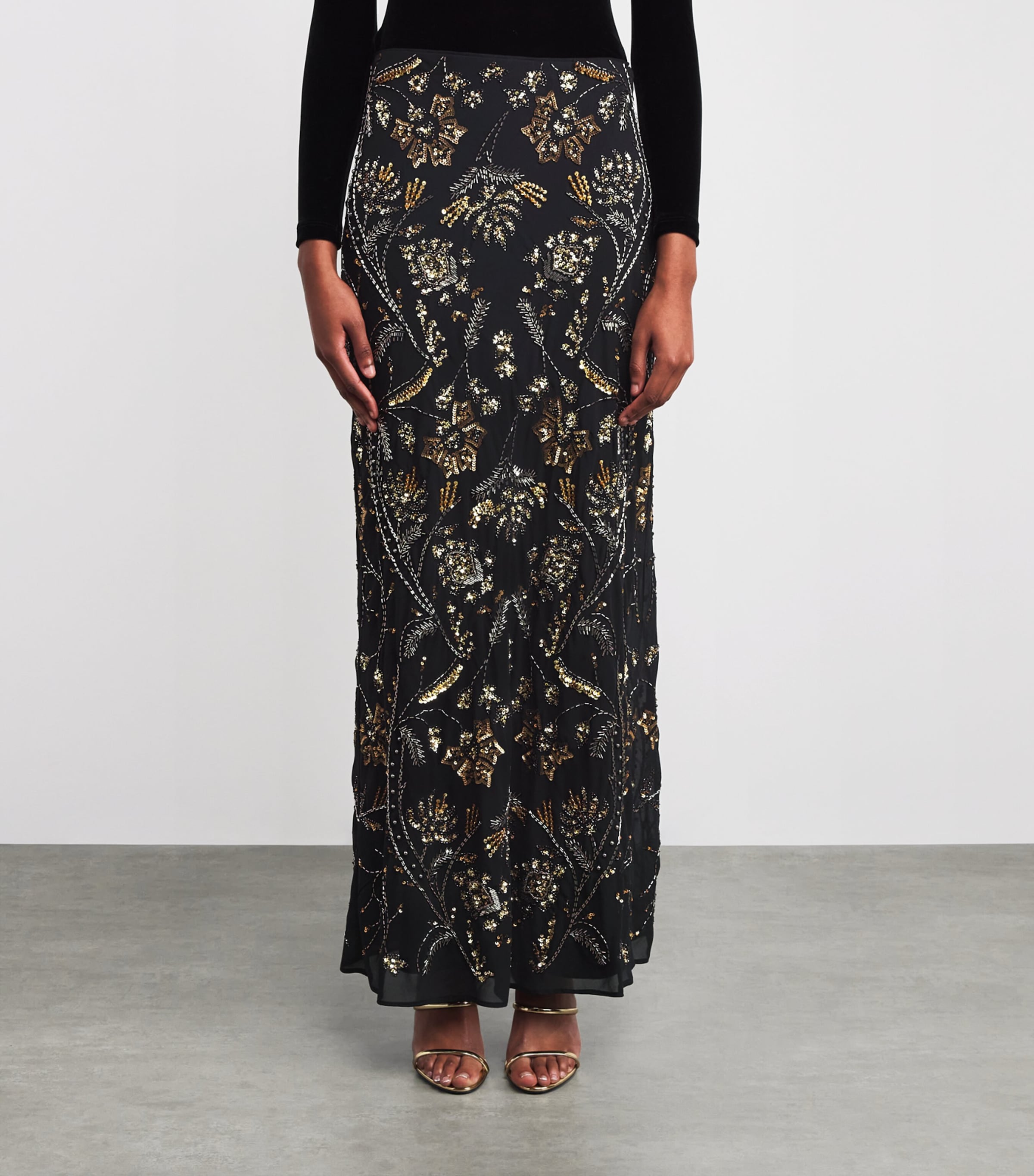 Veronica Beard Womens Embellished Medina Maxi Skirt Black Image 3