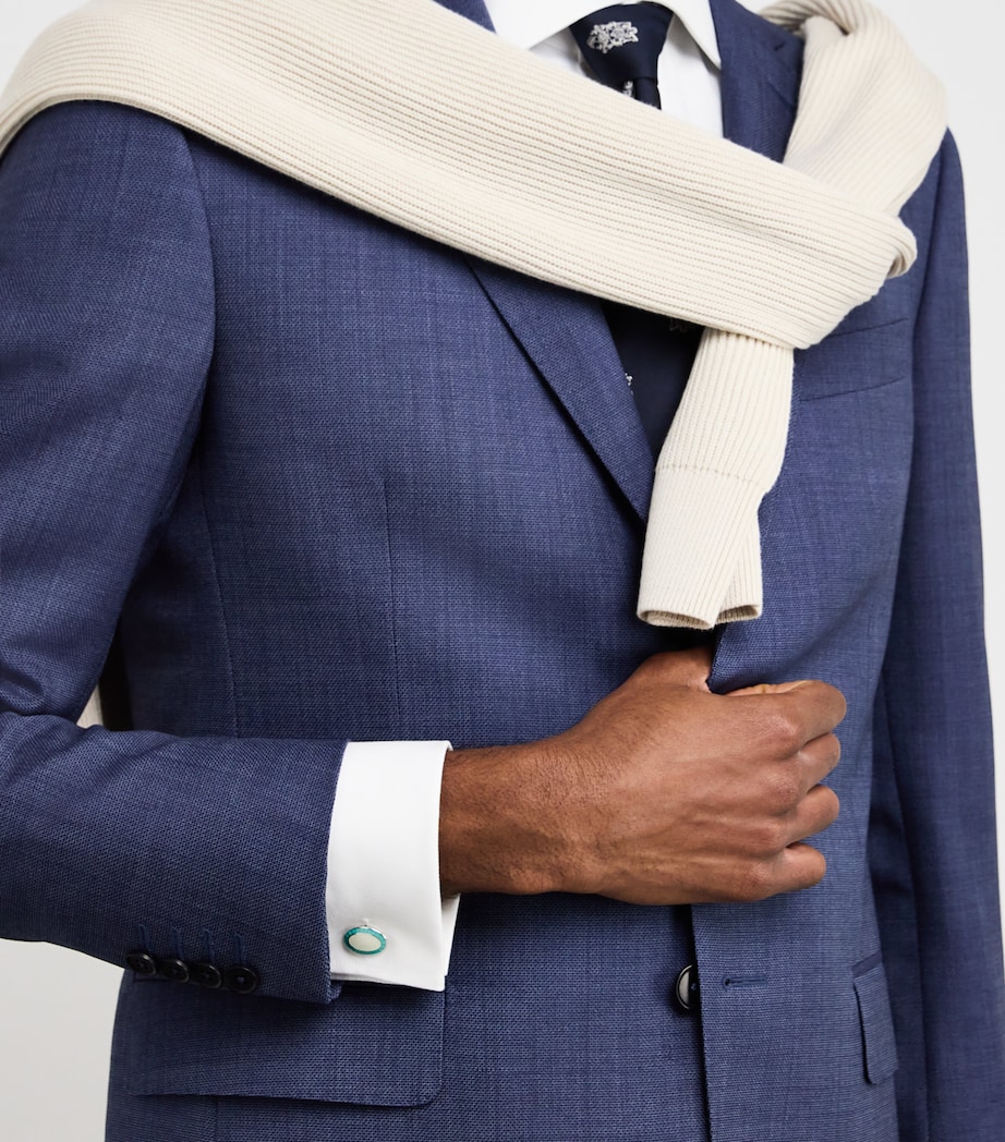 Sterling Silver Enamel Cufflinks SILVER Image 2