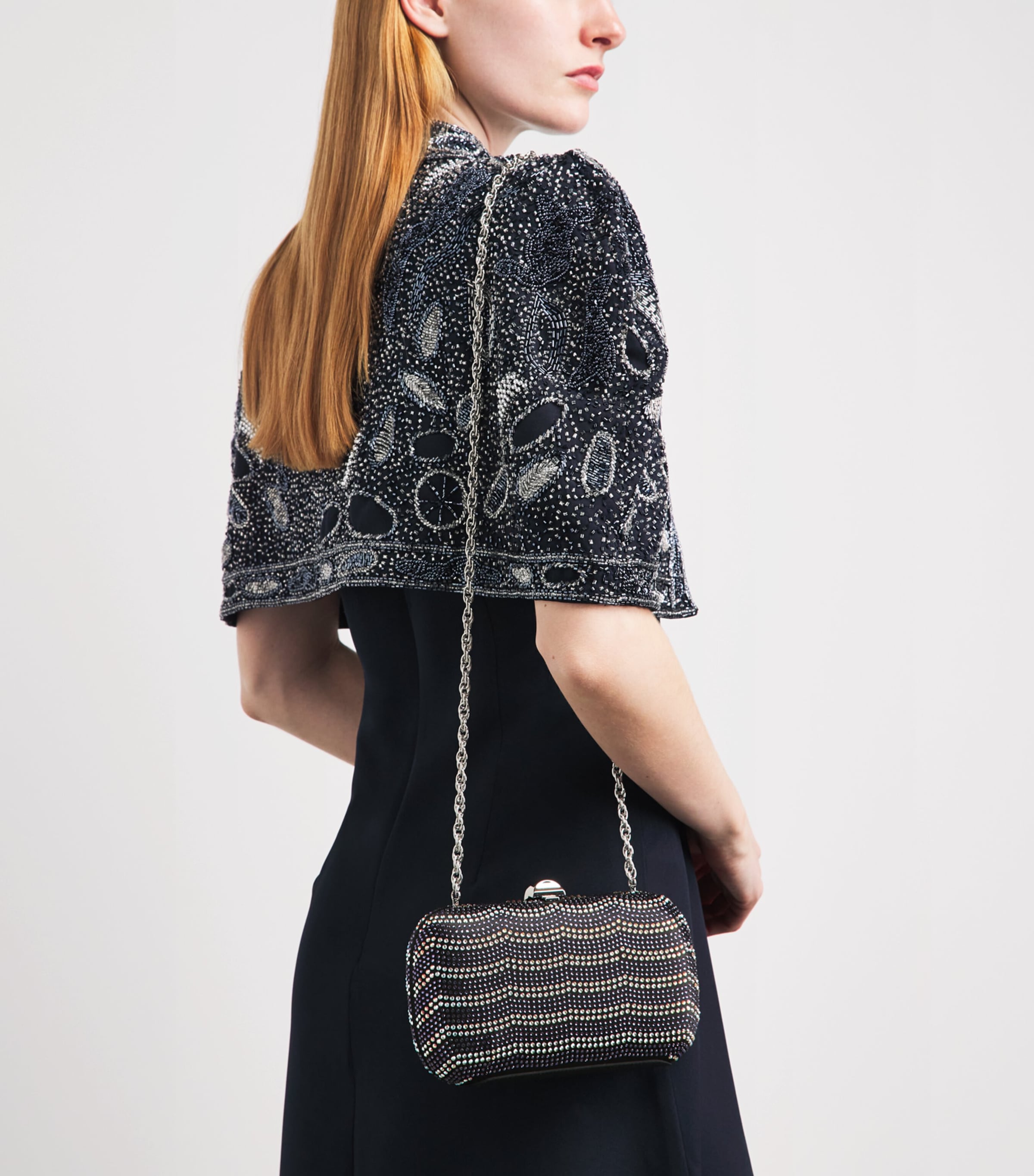 Rodo Embellished Wave Clutch Bag Black Image 4