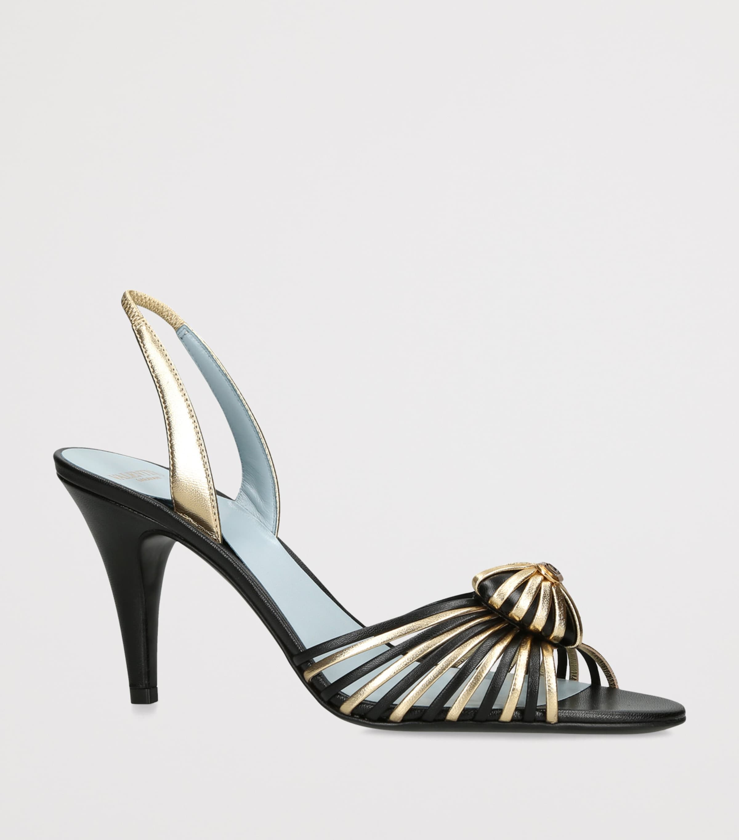 Valentino Garavani Metallic Leather Royal Slingback Heels 85 Blk/other Image 3