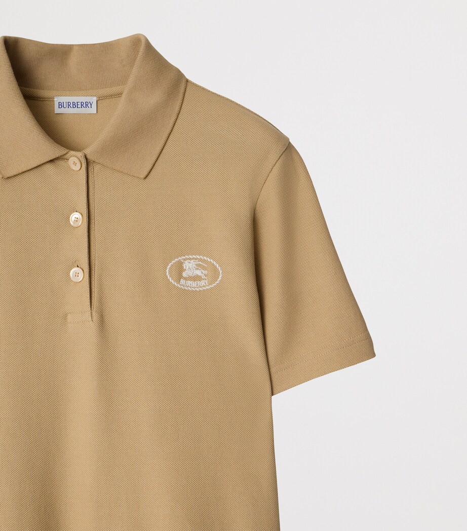 Cotton Knight Stamp Polo Shirt FLAX Image 4