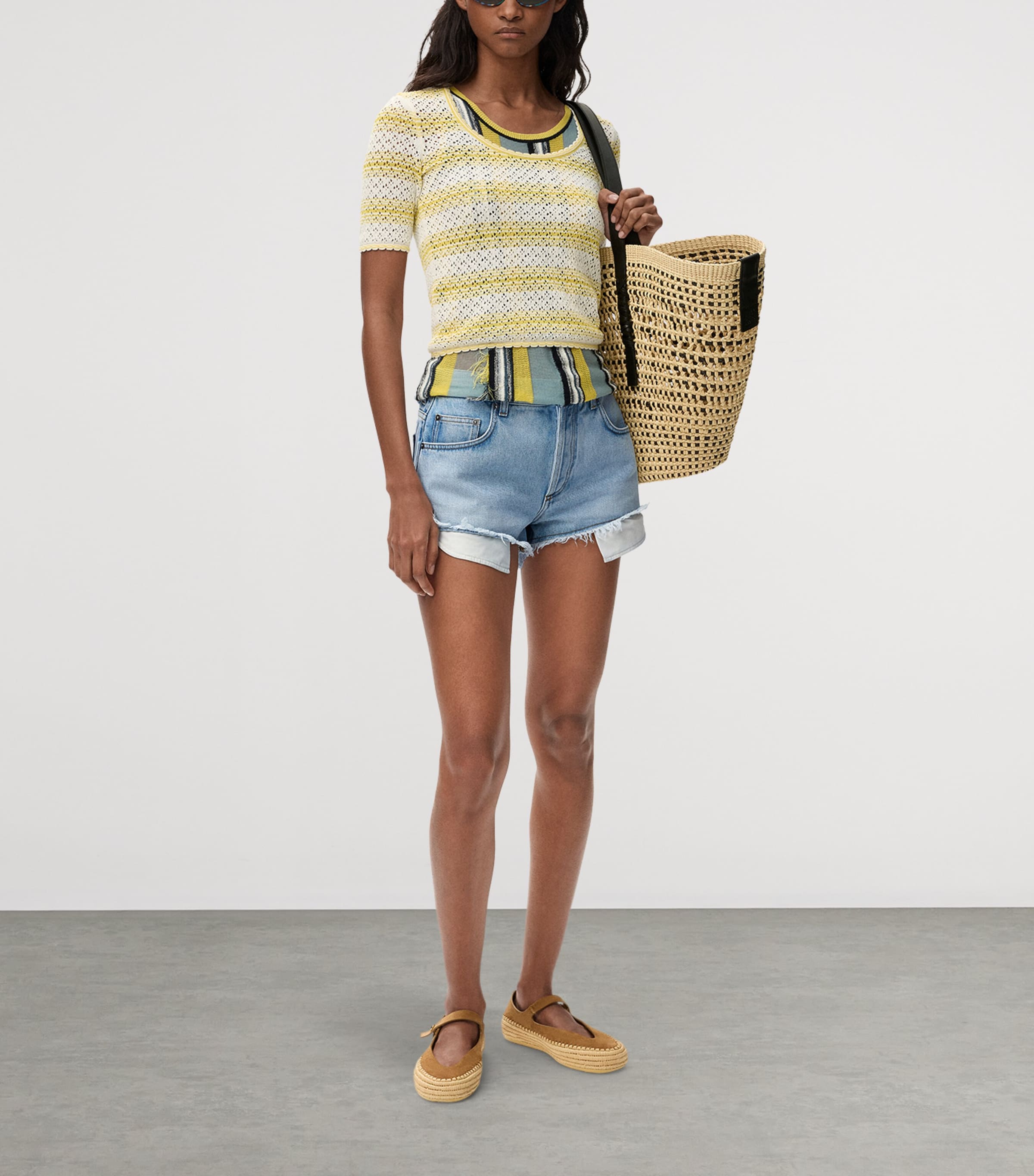 LOEWE Womens x Paula's Ibiza Anagram Denim Shorts Washed Blue Image 2
