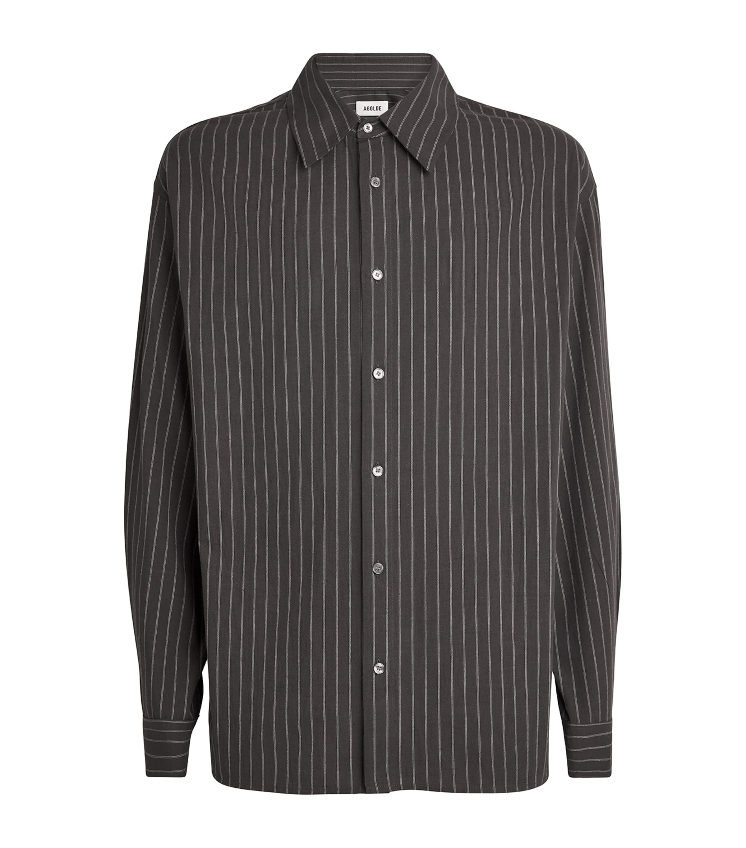 Agolde Stripe Oversized Shirt In Gray