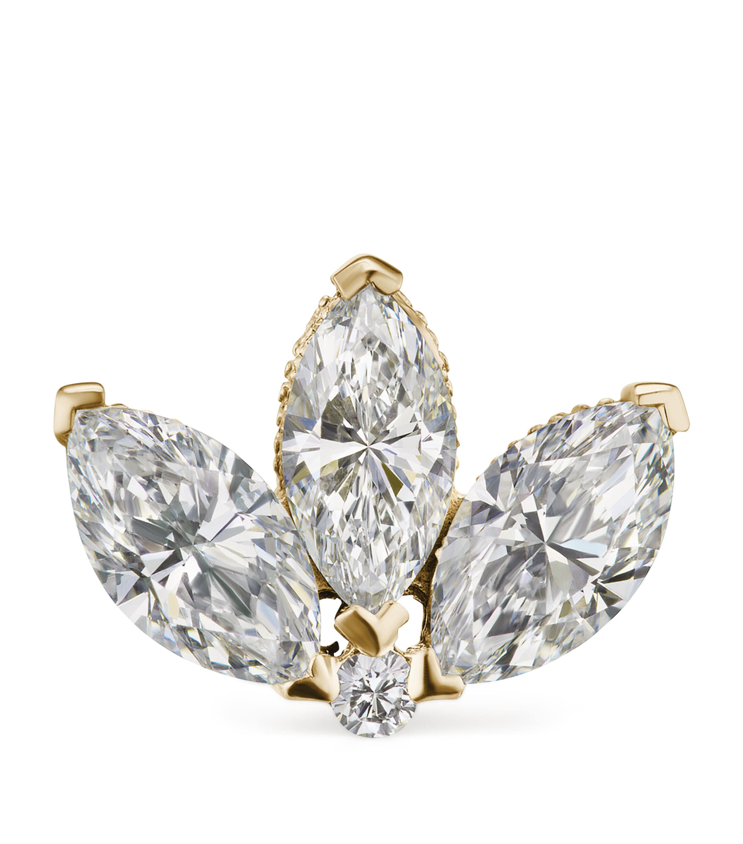 Maria Tash Yellow Gold Invisible Diamond Lotus Threaded Stud Earring (6mm) Yellow Gold Image 2
