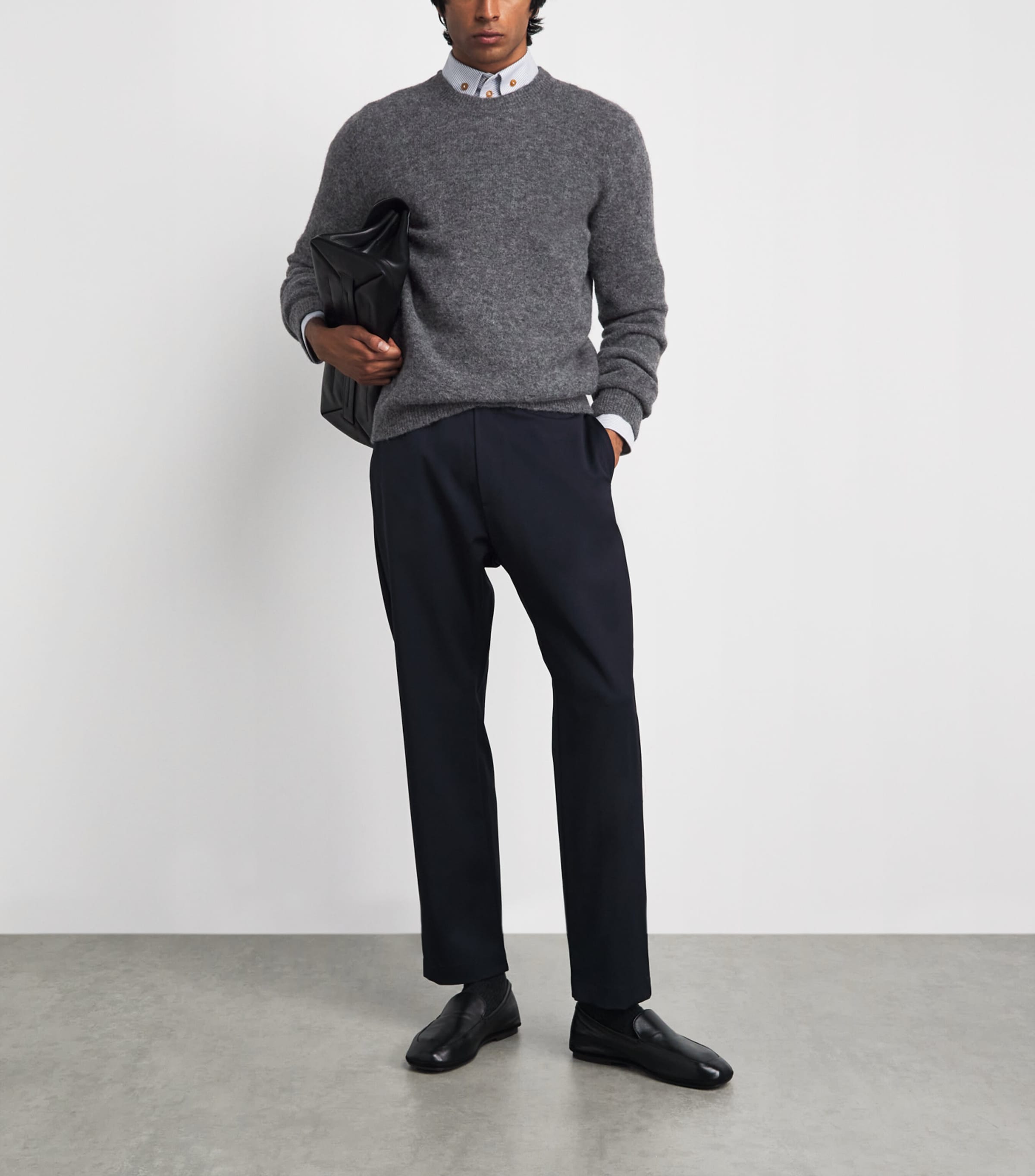 Barena Mens Alpaca-Blend Crew-Neck Sweater Grey Image 2