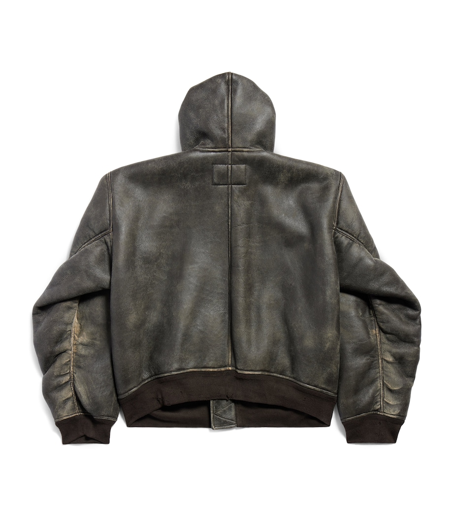 Oversized Hooded Leather Jacket 2506 Image 2
