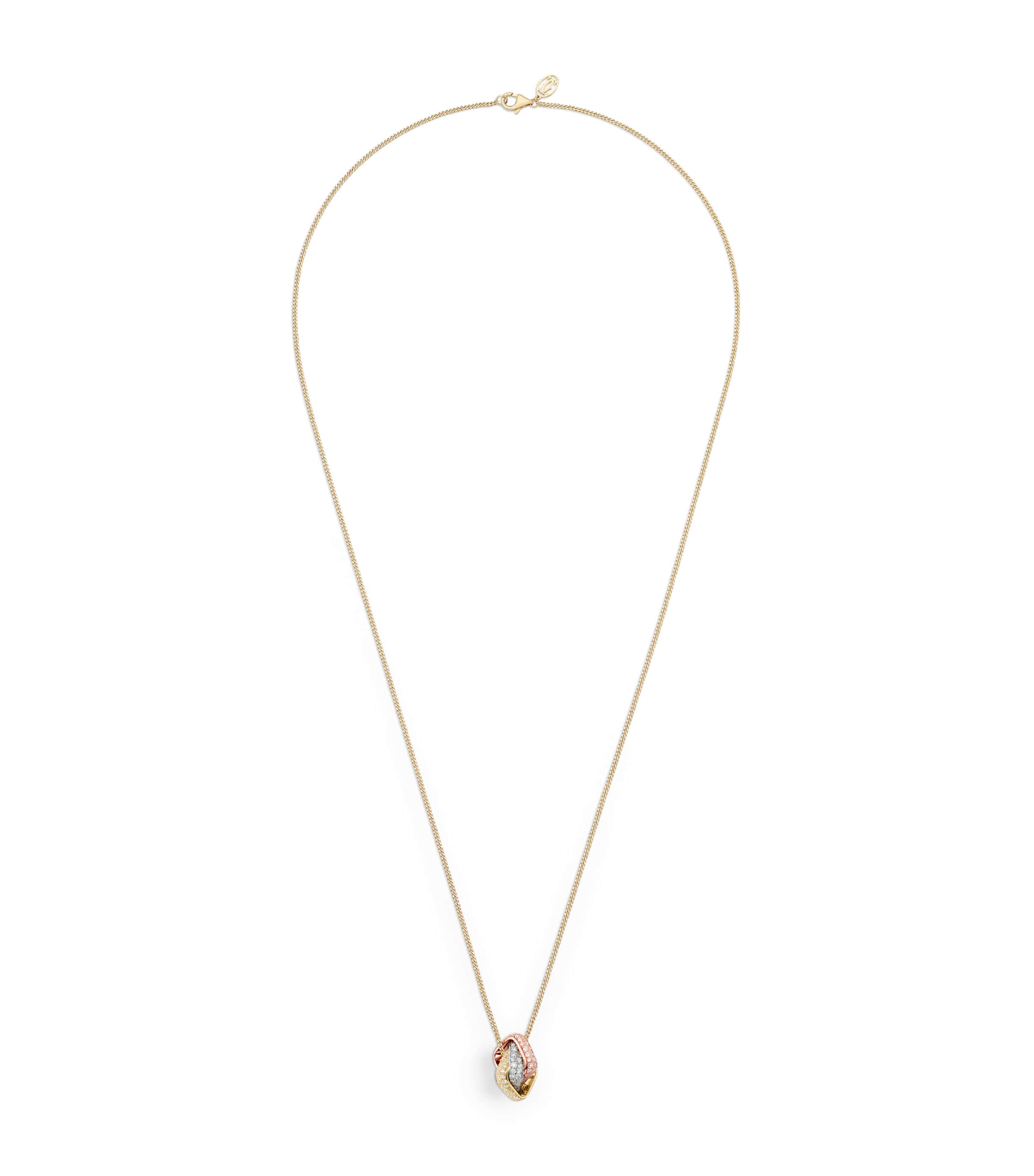 Mixed Gold and Diamond Trinity Box Necklace YLLW/ROSE/WHITE GOLD Image 1