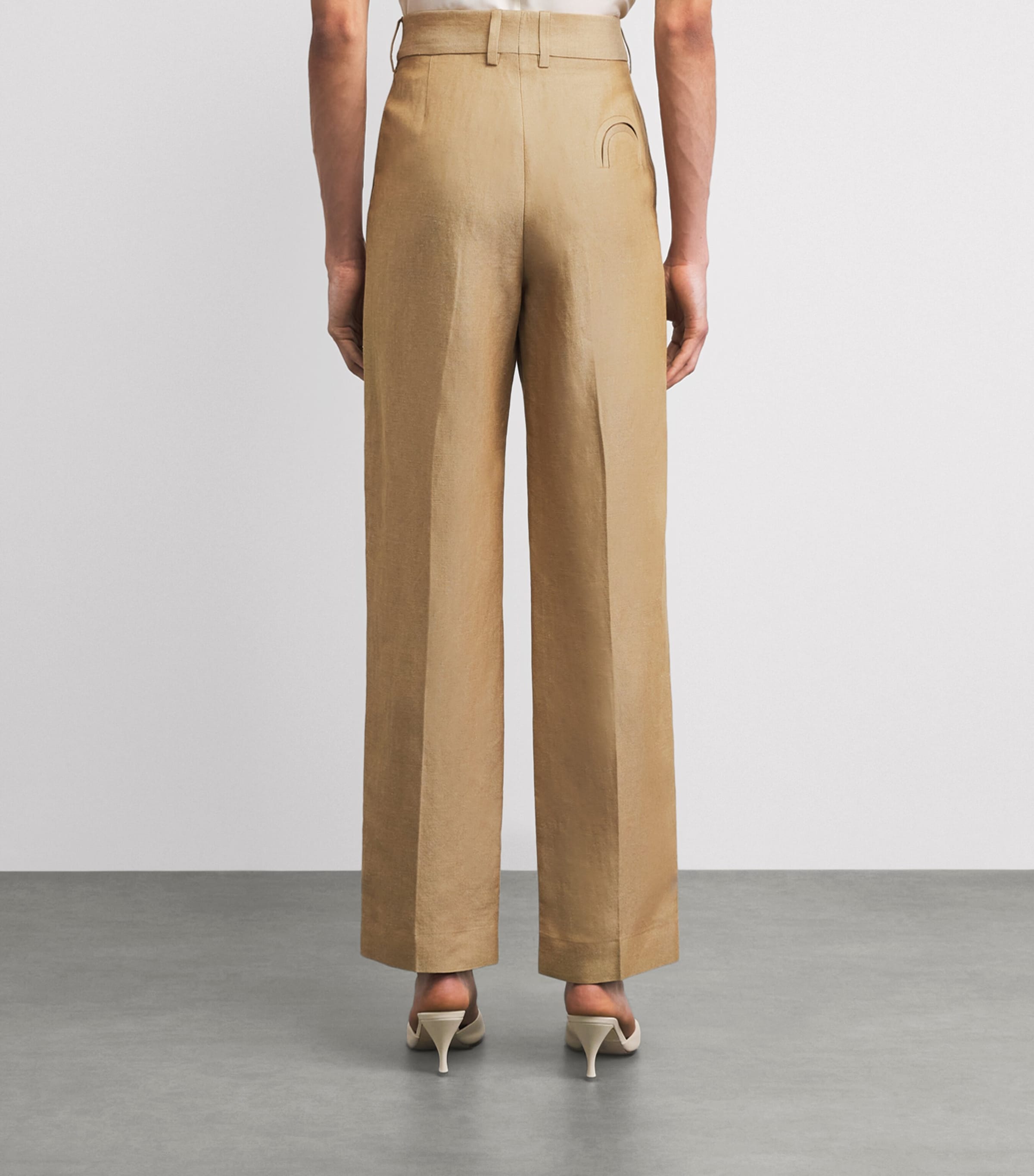 Blazé Milano Womens Renegade Fox Straight Tailored Trousers Sand Image 5