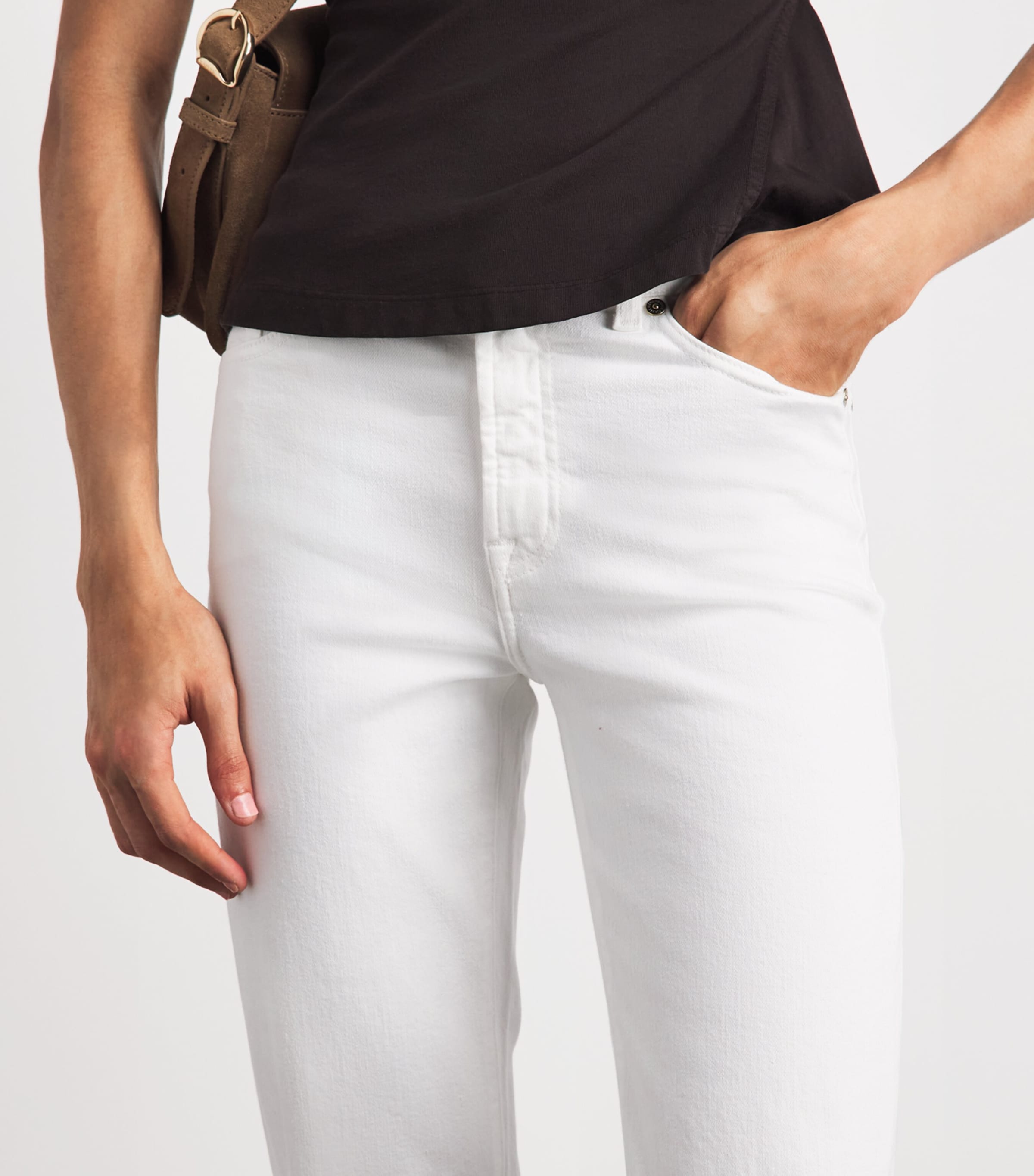 7 For All Mankind Womens High-Rise Bootcut Crop Jeans Pure White Image 3