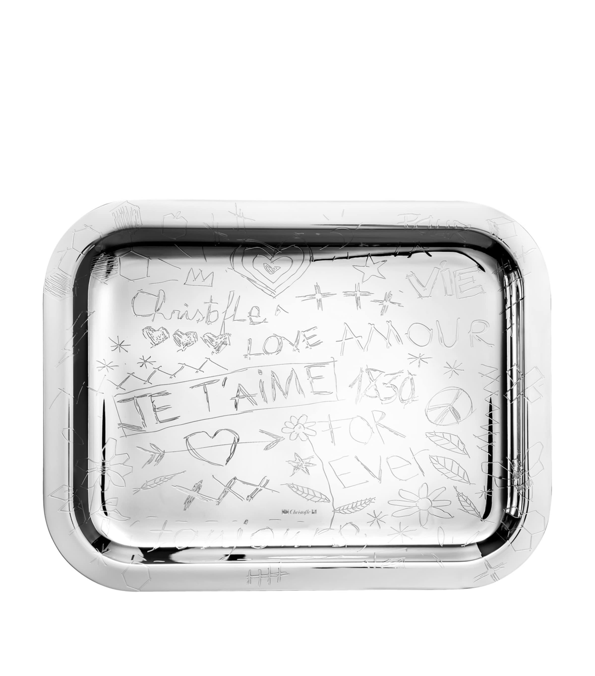 Christofle Silver-Plated Graffiti Tray (26cm x 20cm) | Dining | Serveware | Serving Trays | Designers | Christofle