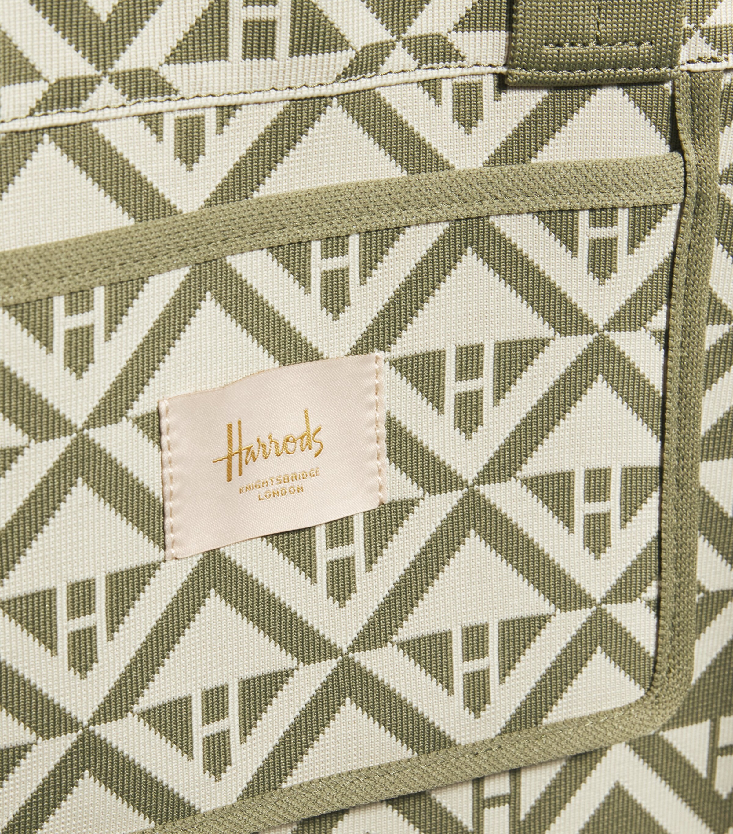Harrods Medium Geometric Tote Bag Olive Image 6