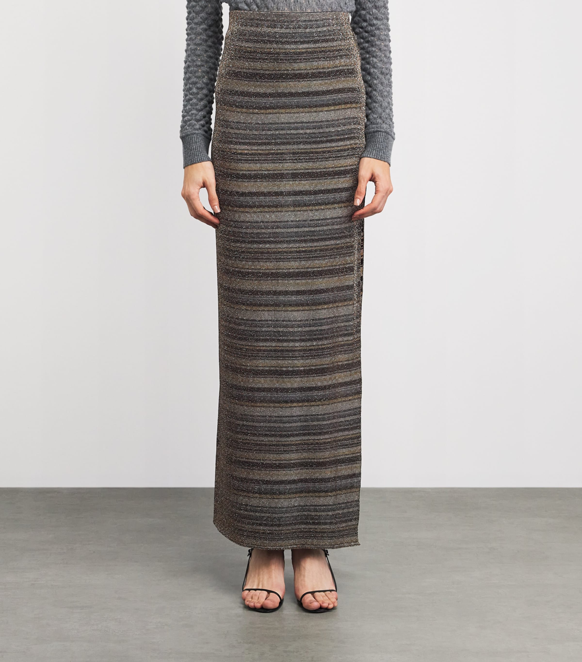 Missoni Womens Lamé Stripe Maxi Skirt Smsml Gold/ Light Image 4