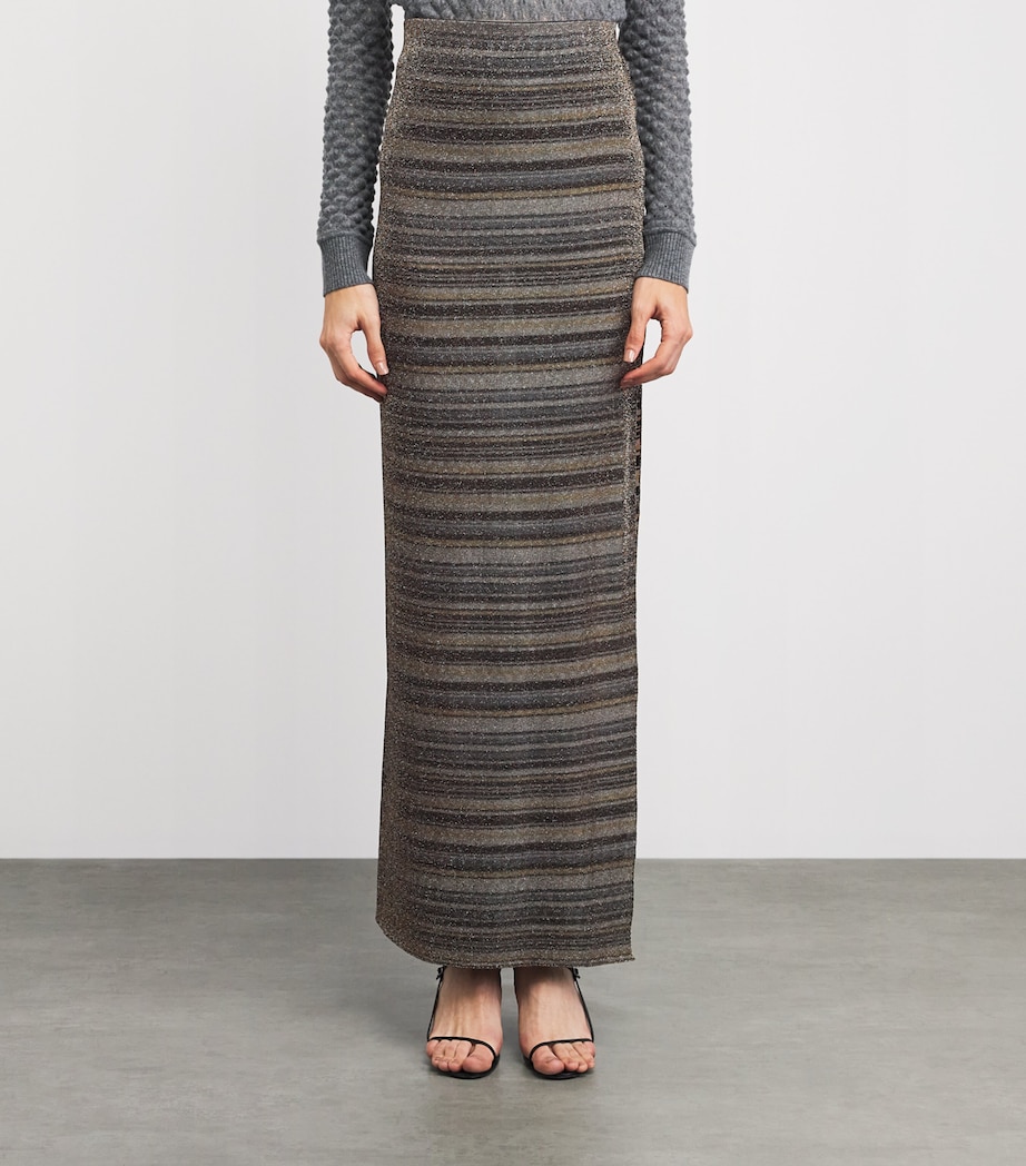 Missoni Womens Lamé Stripe Maxi Skirt Smsml Gold/ Light Image 4