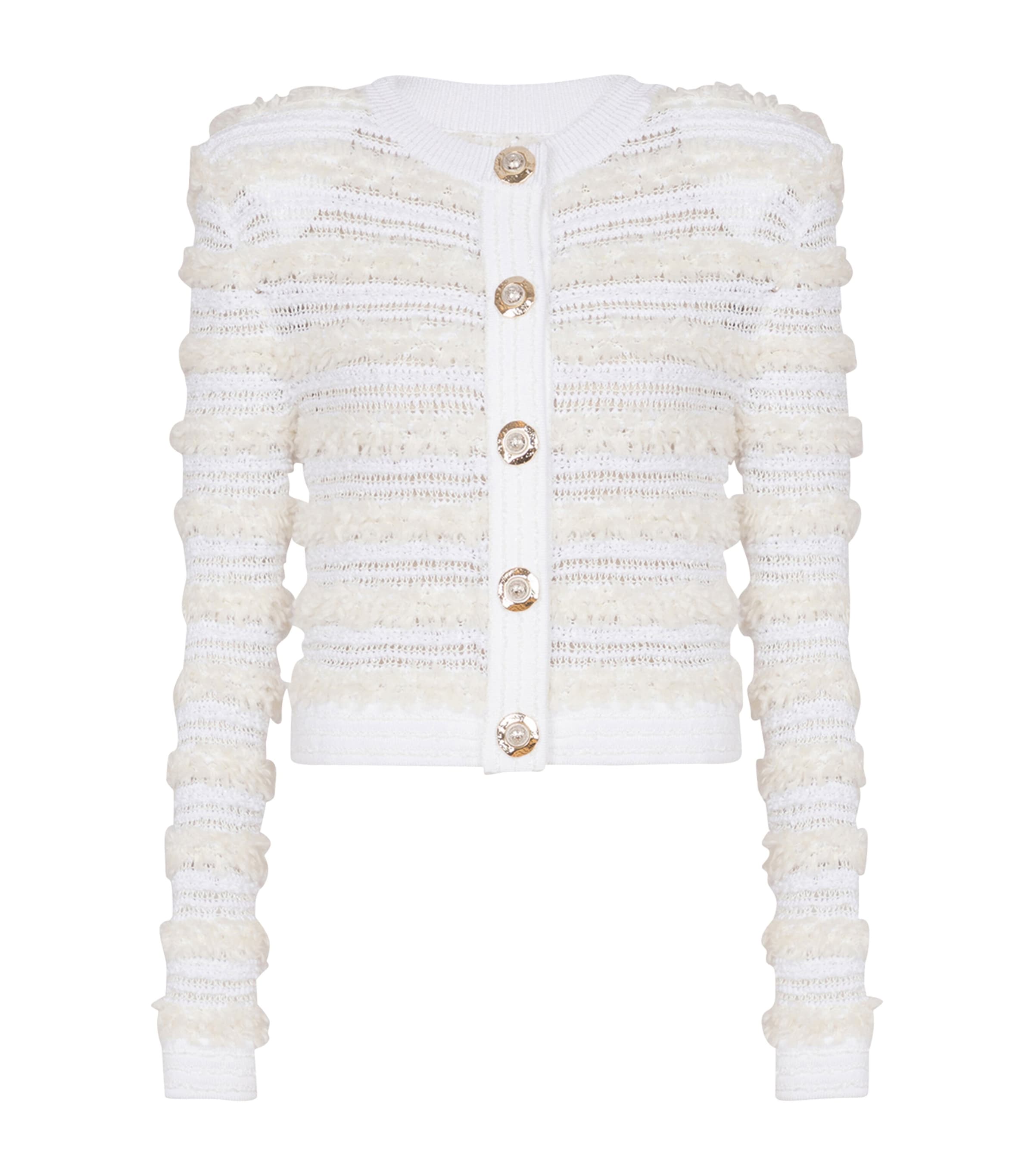 Shop Balmain Tweed Cropped Cardigan