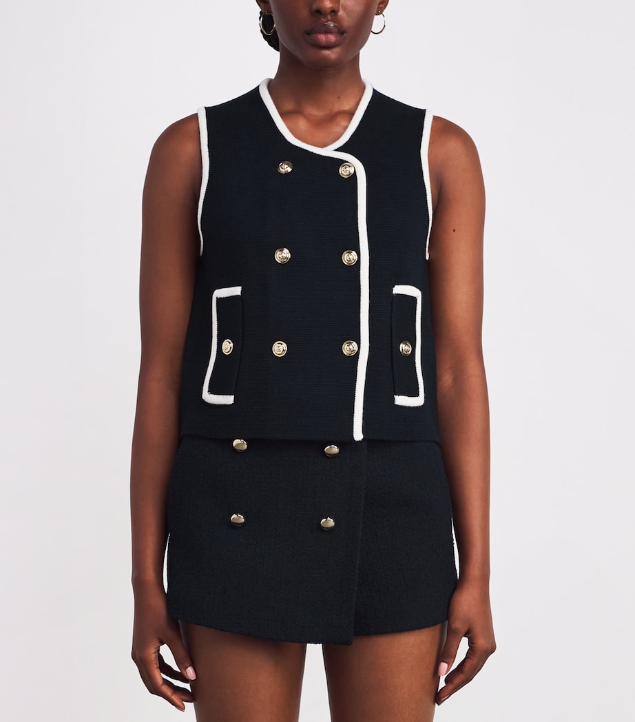 Contrast-Trim Sleeveless Top NAVY Image 3